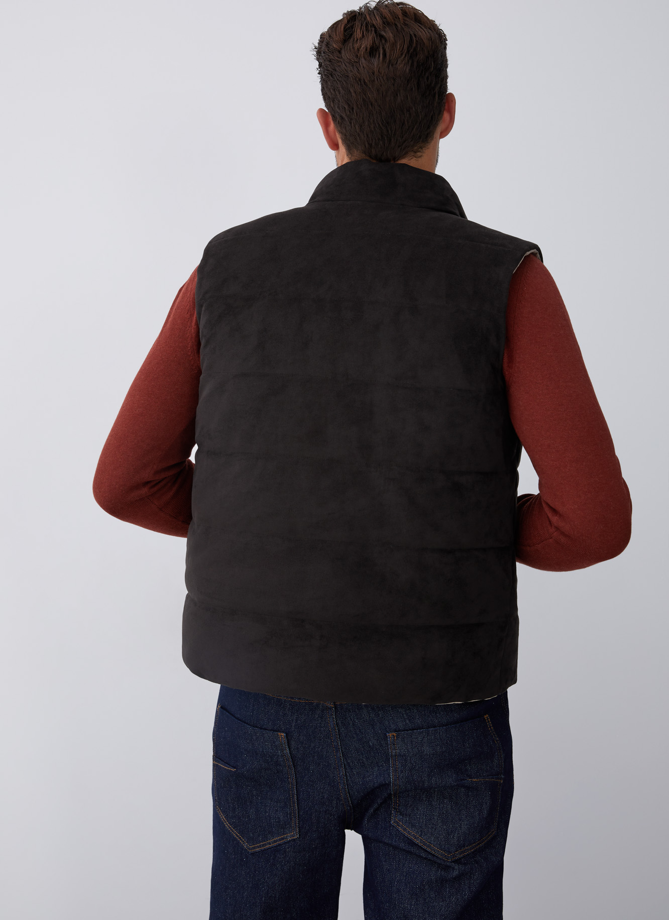 Chaleco reversible de nylon y antelina image number 1