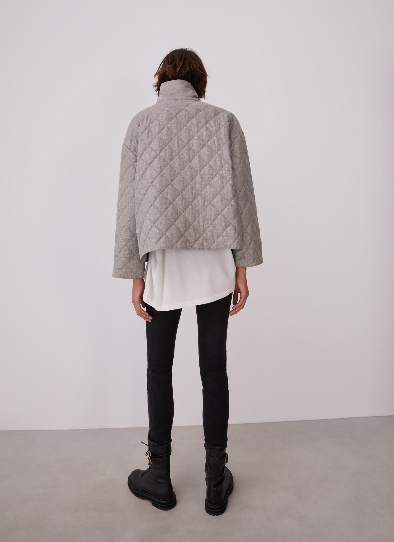 Padded short jacket with chimney collar image number 2