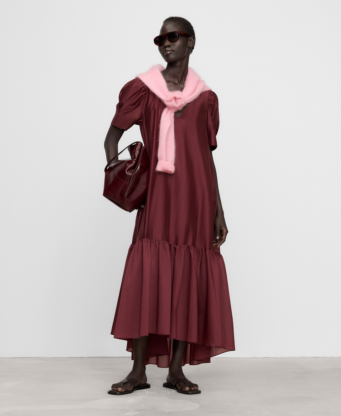 Long A-line dress with a wide ruffle image number 6