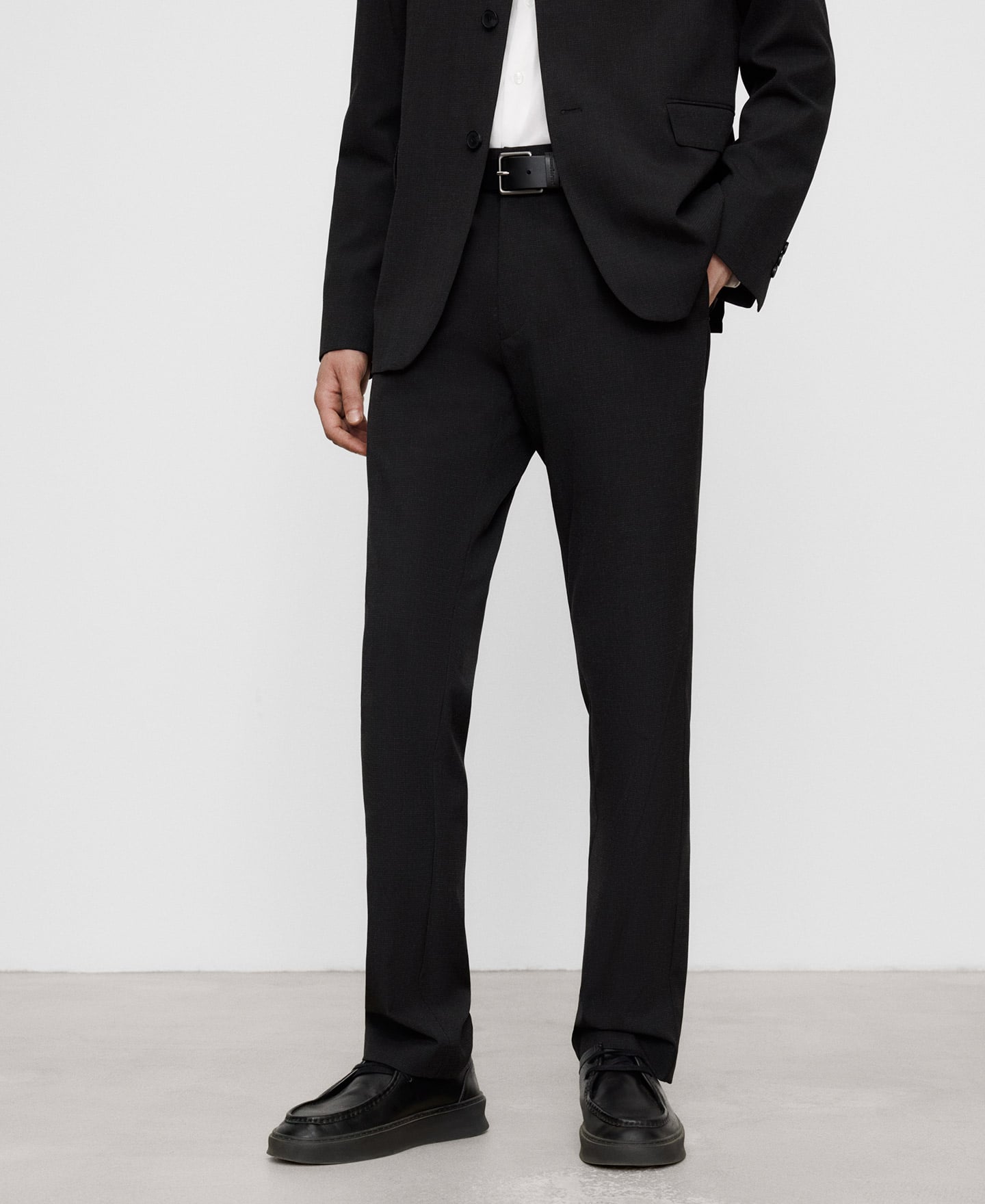 Slim fit micro-pattern tailored trousers image number 0