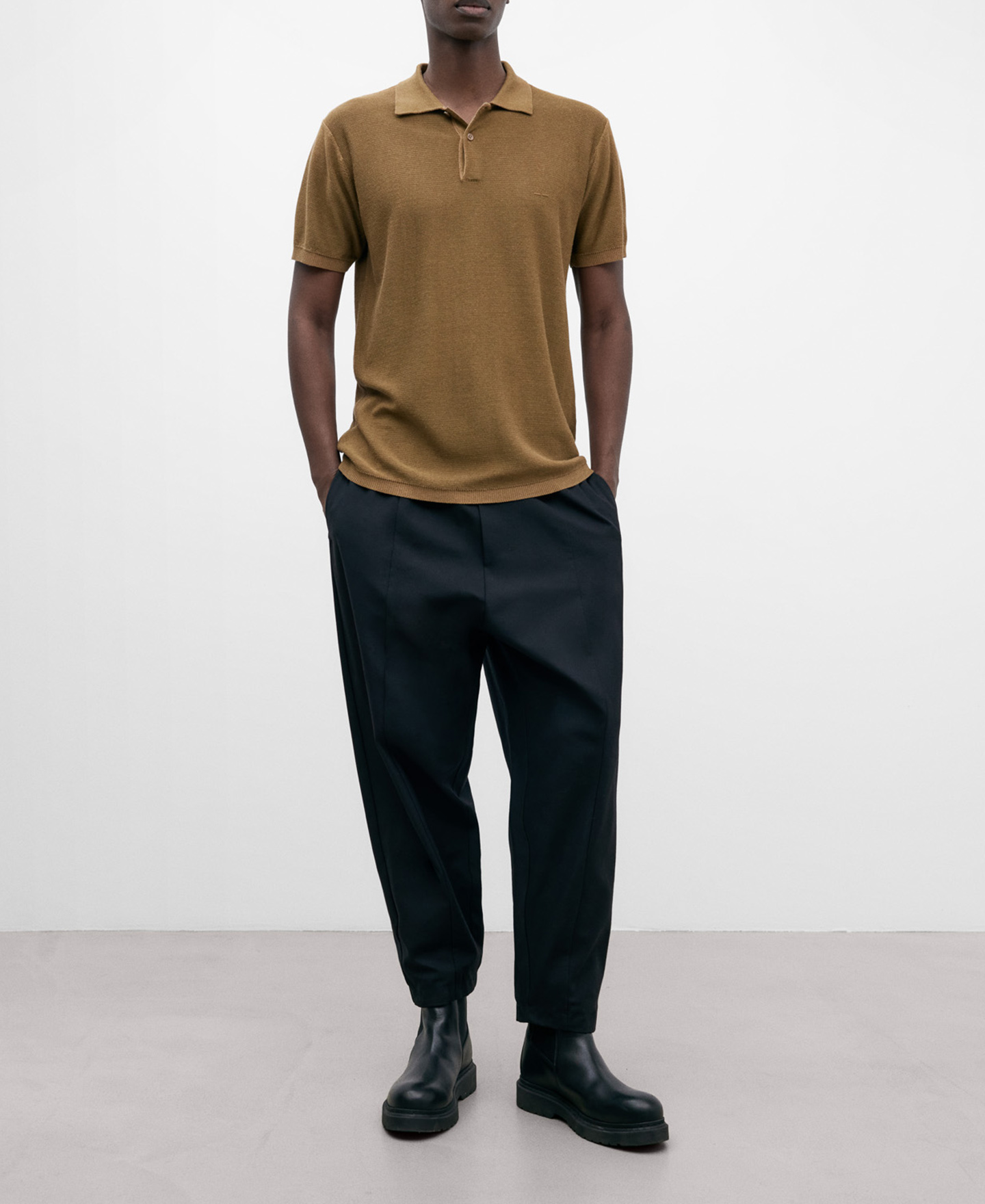 Cotton and viscose regular polo shirt image number 1