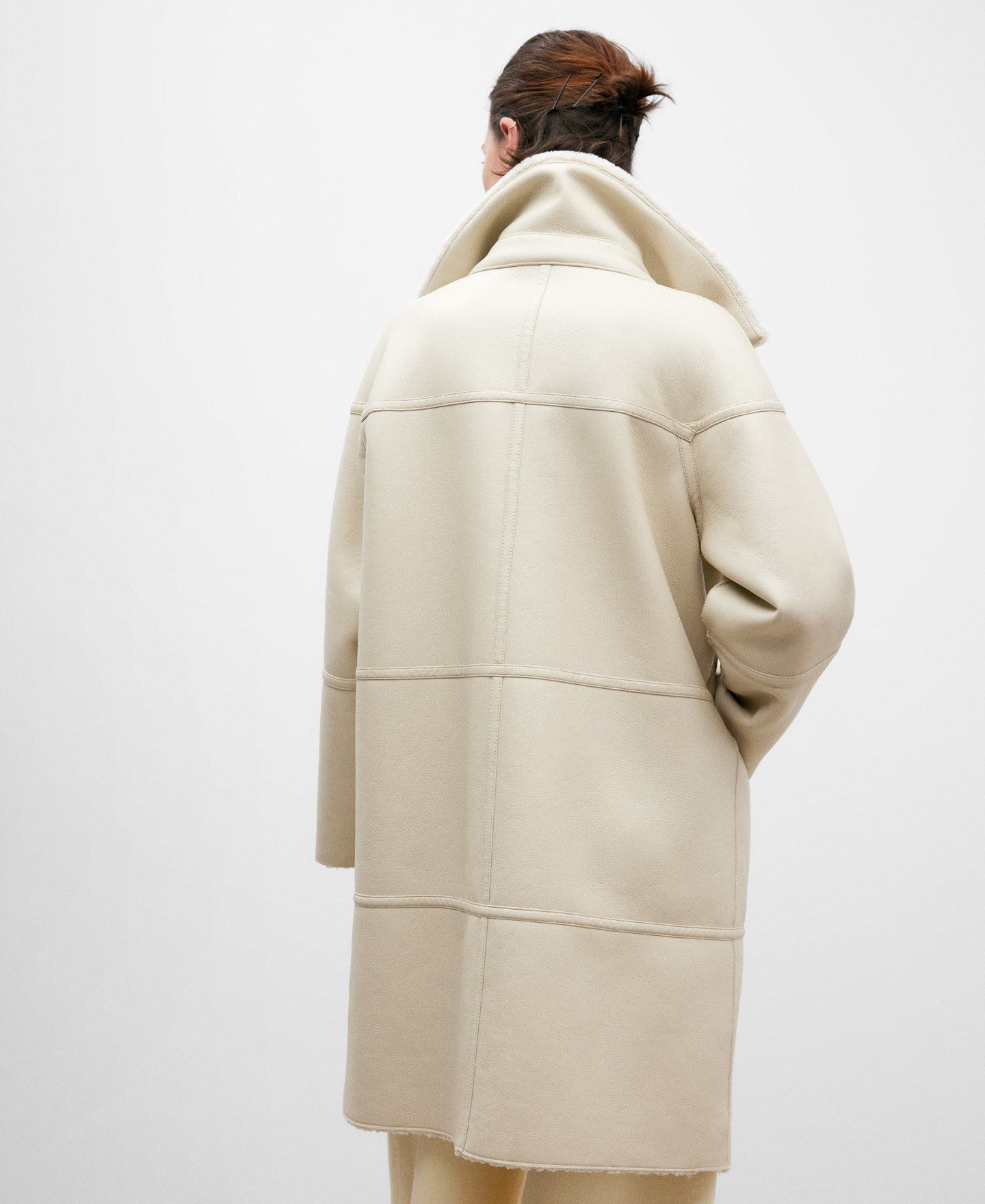 Leather texture long coat for women image number 2