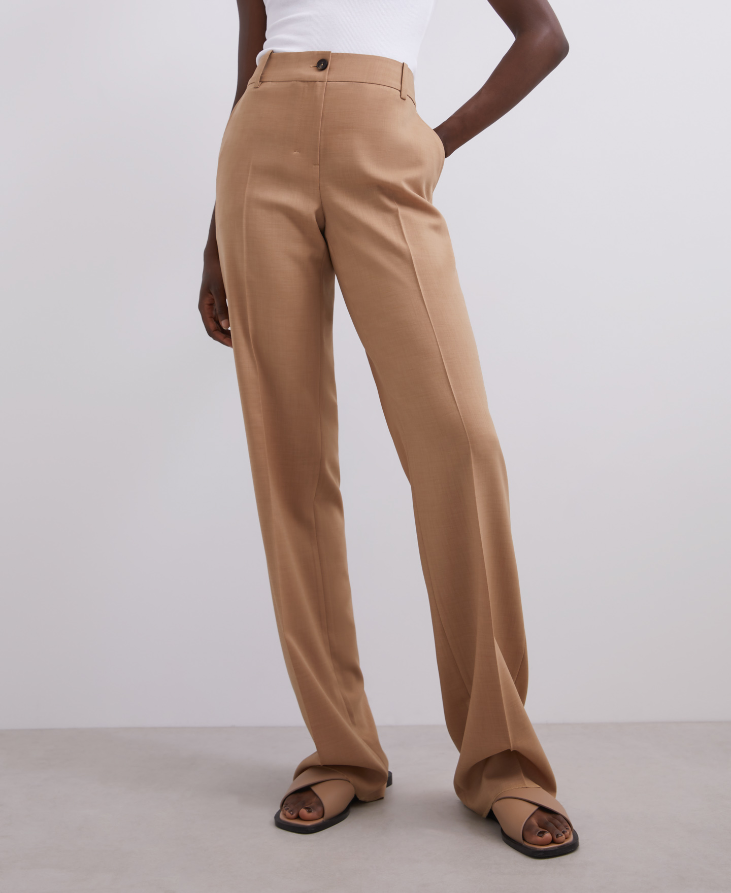 High-waisted straight trousers image number 0