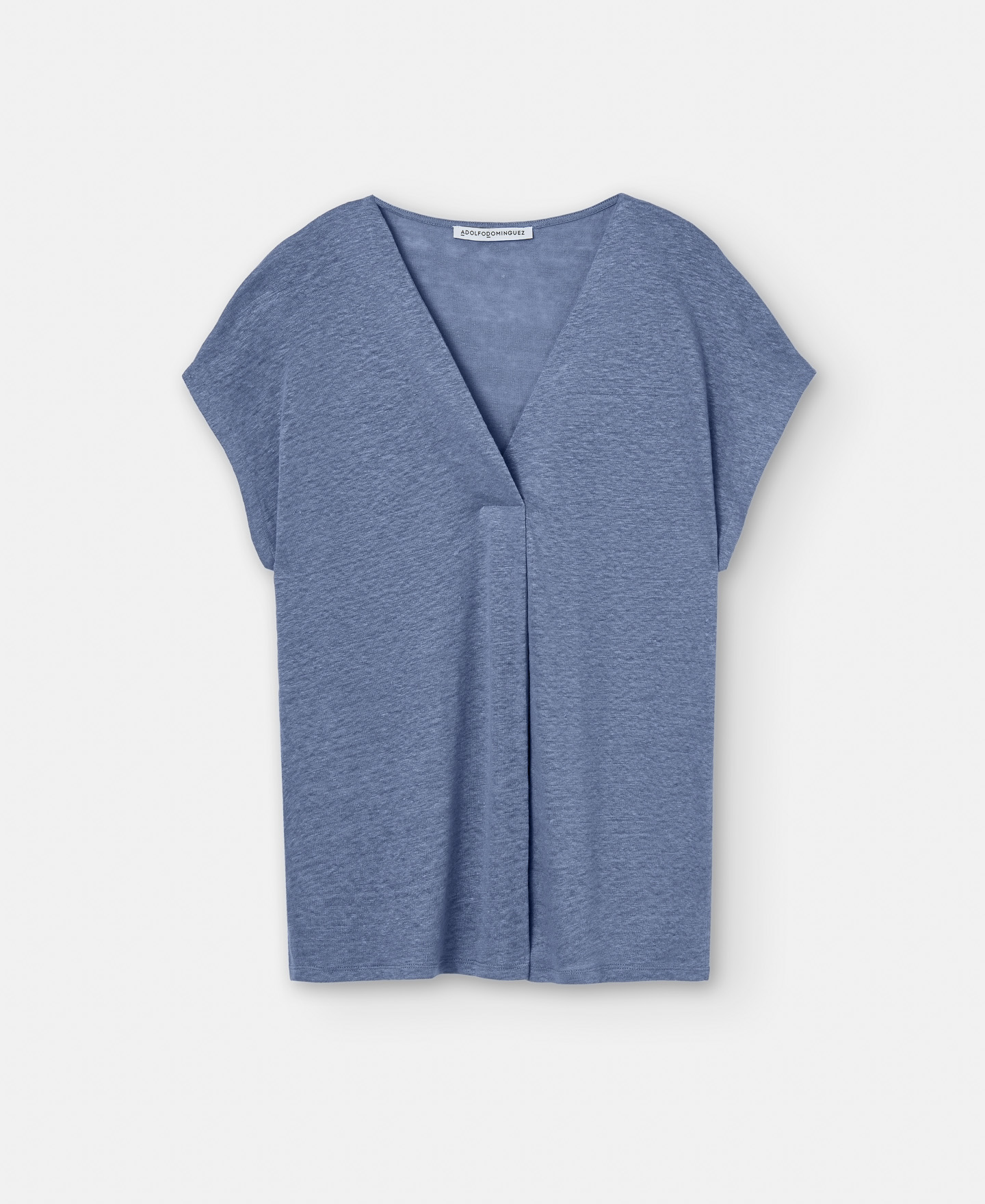 Camiseta escote pico en lino image number 4