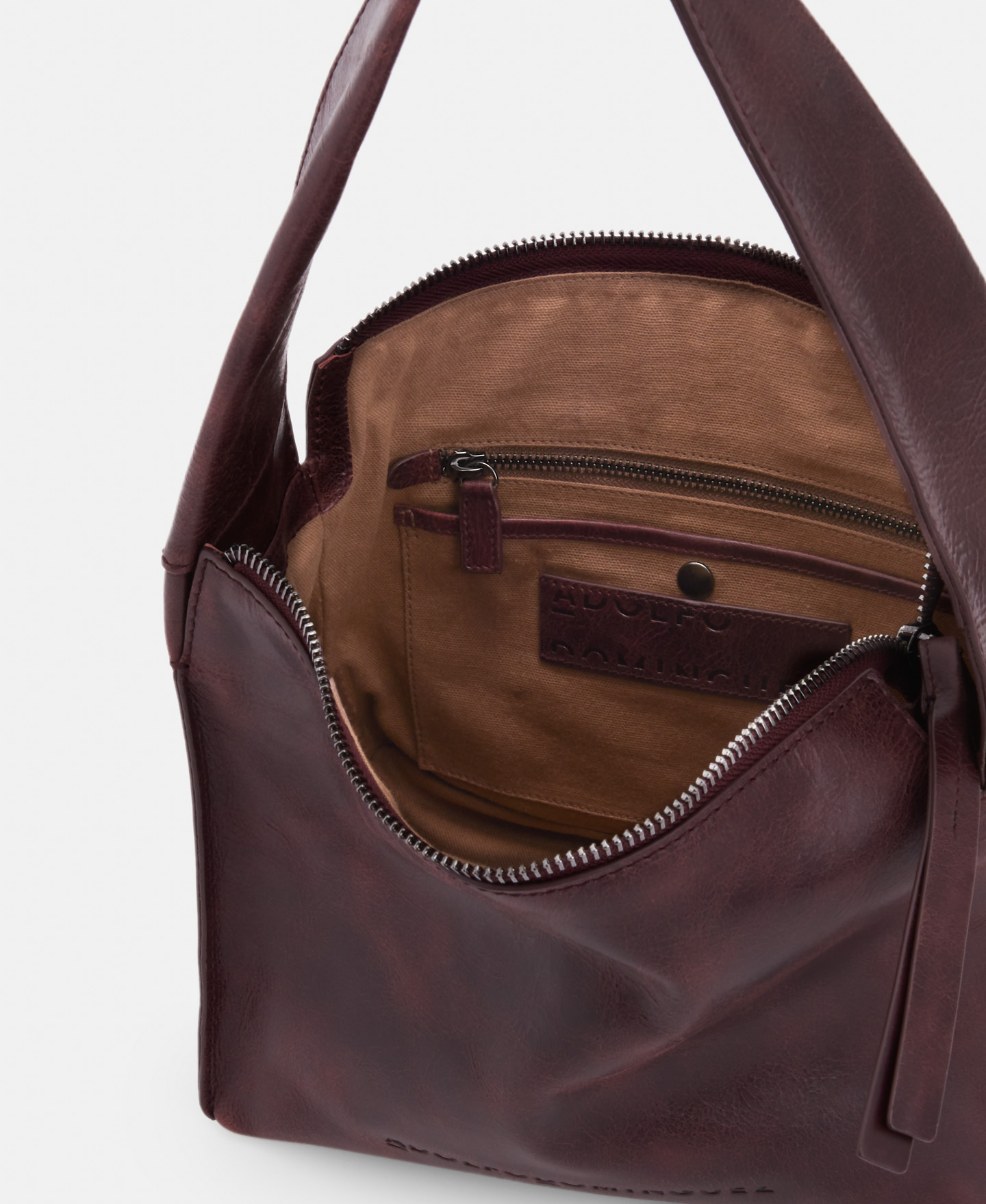 Small hobo bag in leather stitched seams image number 2