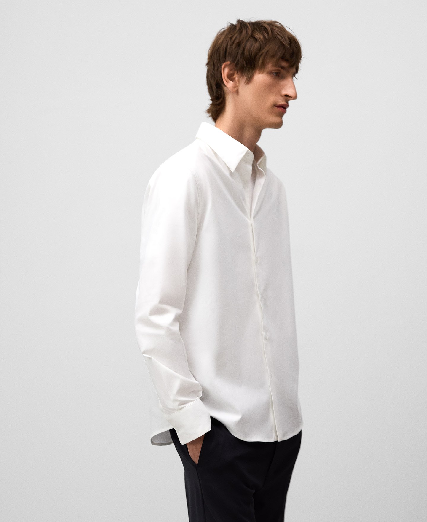 Regular fit lapel collar shirt man image number 0