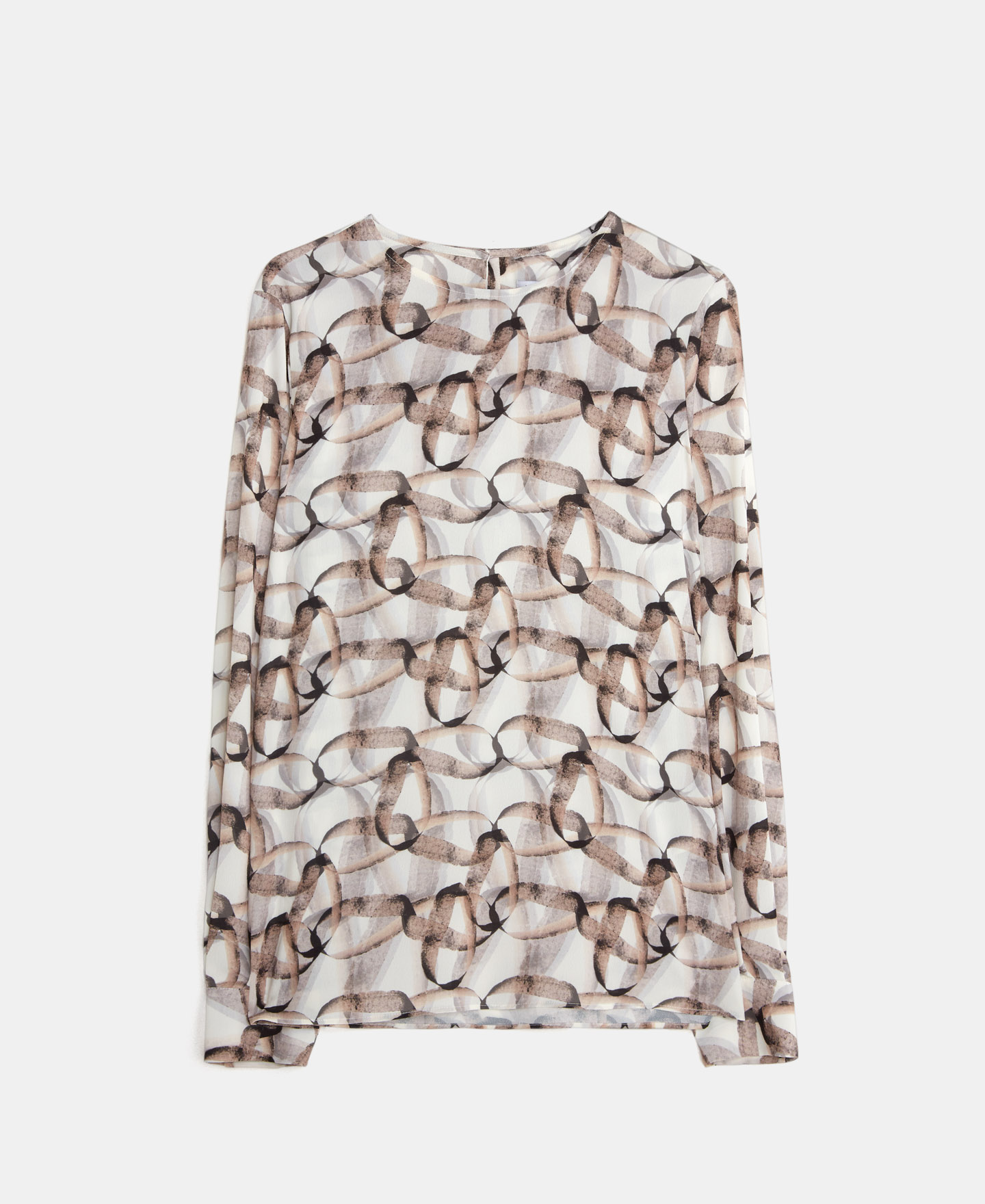 Organic print blouse round neck image number 4