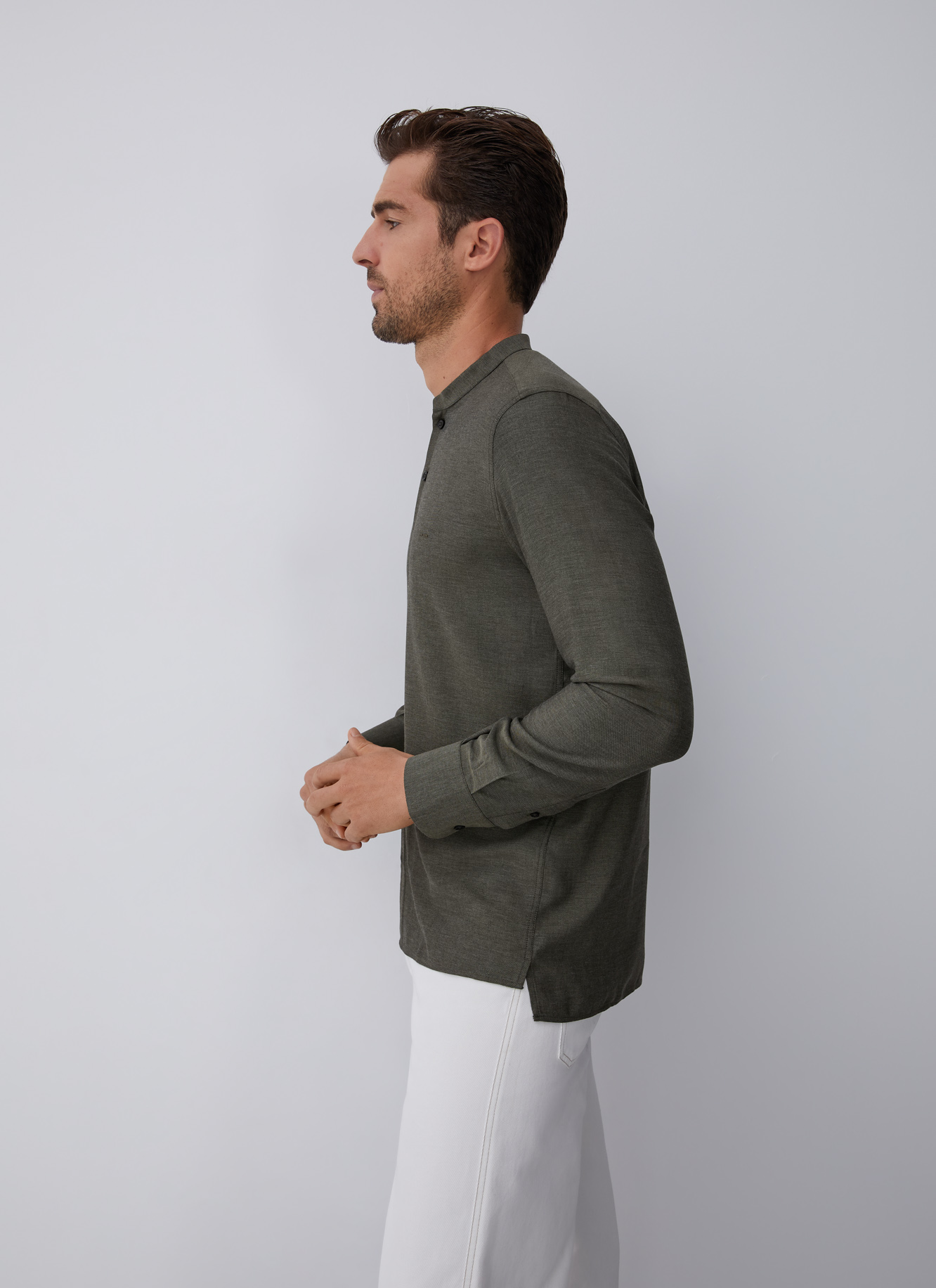 Viscose shirt with mandarin collar image number 2
