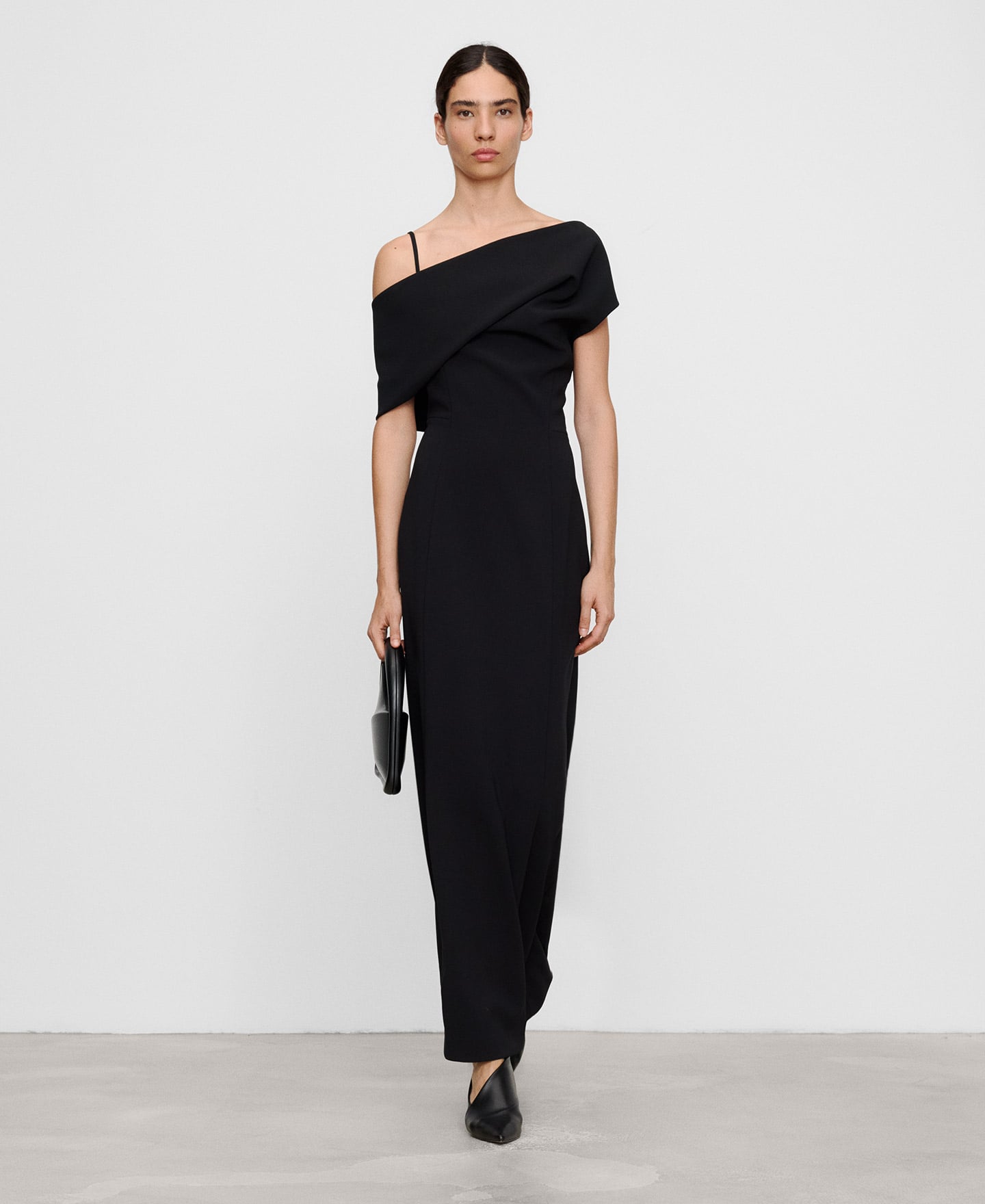 Draped neckline fitted dress image number 1