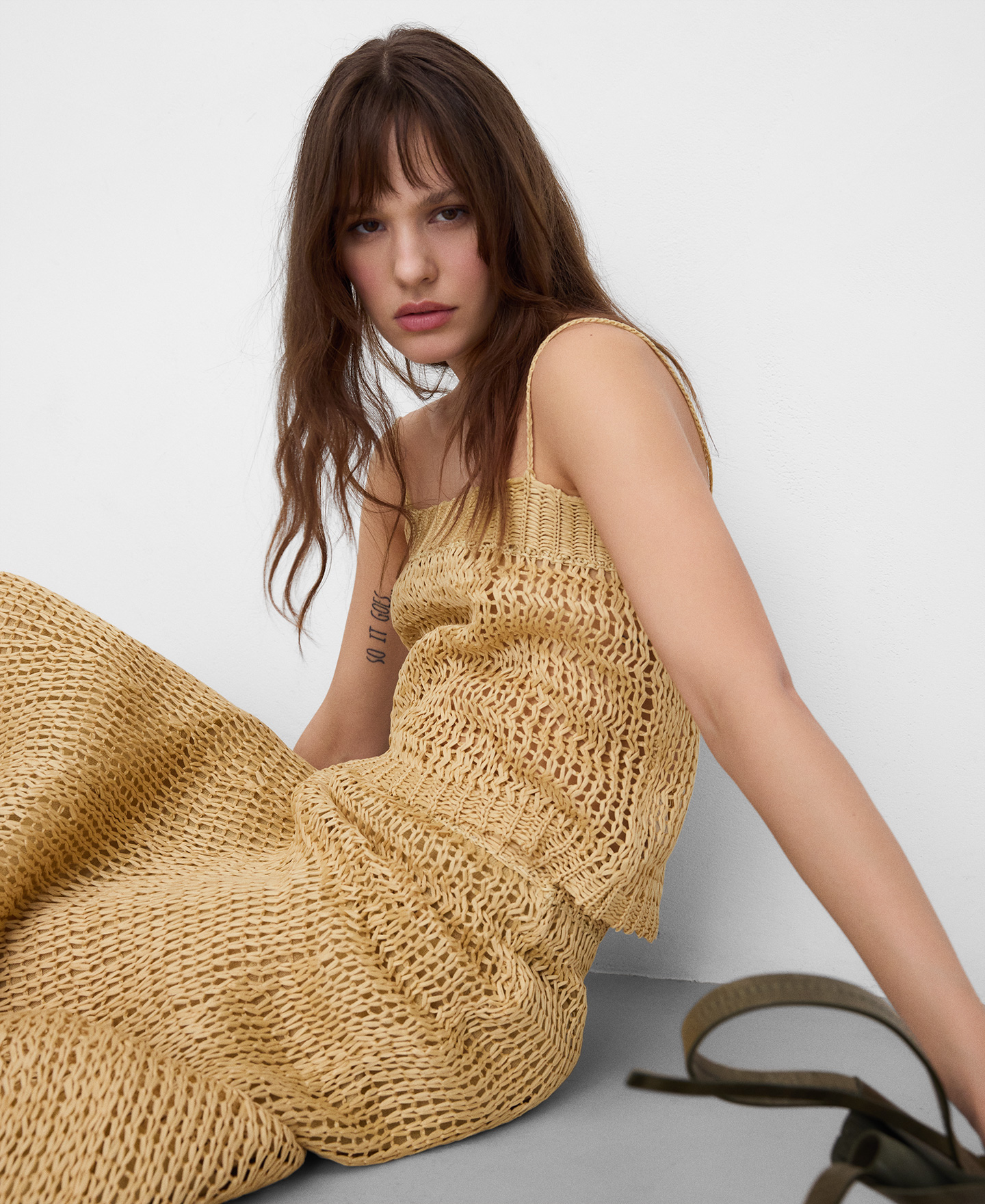 Cupro openwork knit strappy top image number 5