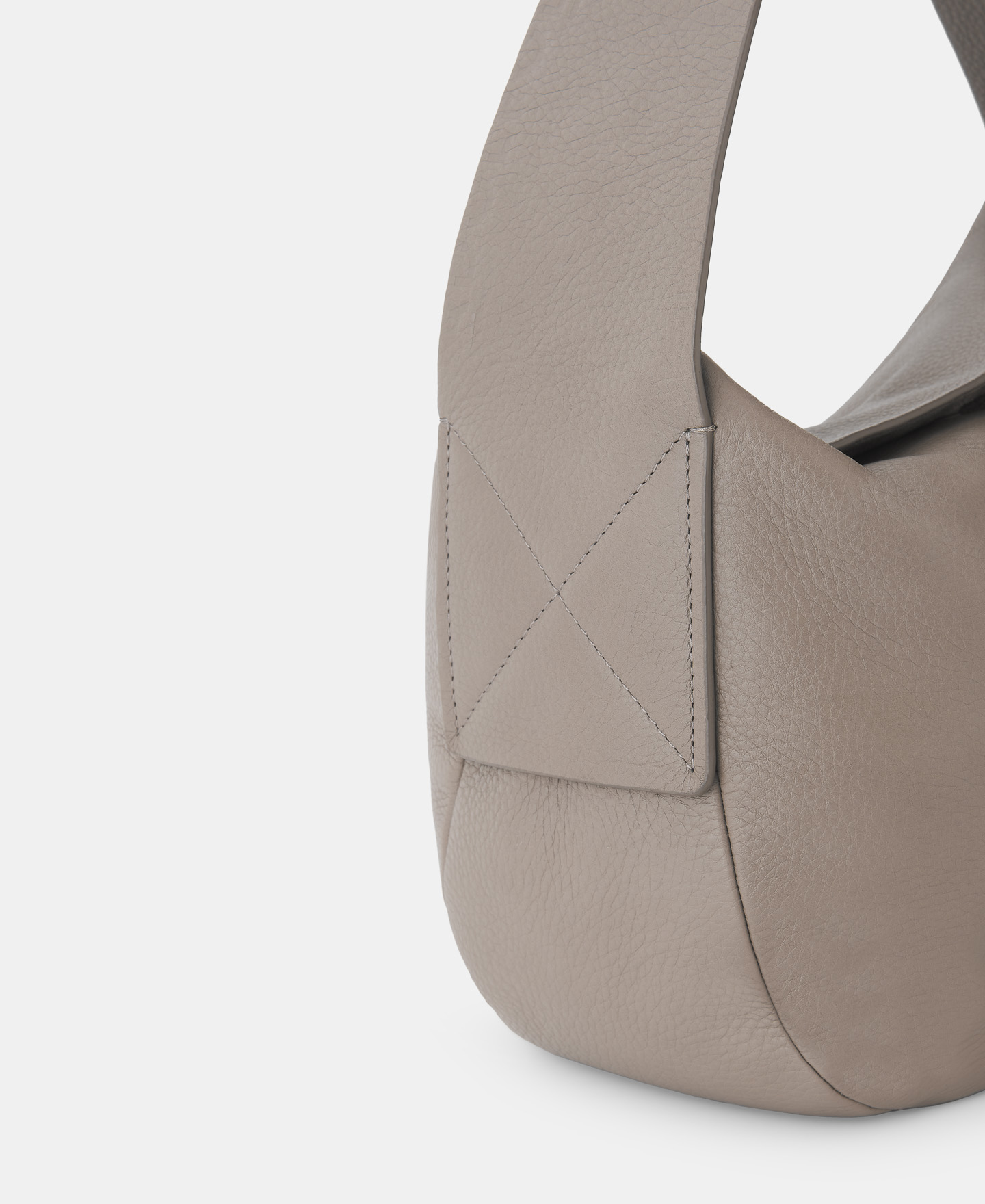 Grained leather horizontal hobo bag image number 1