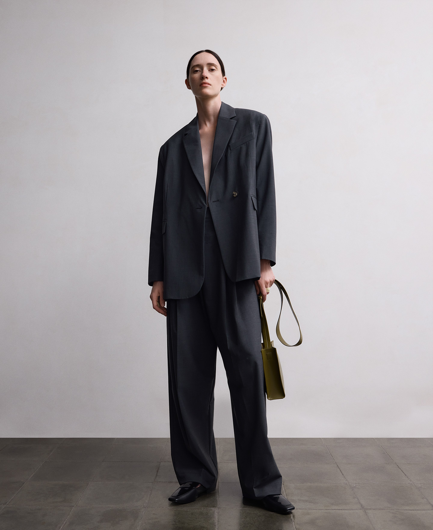 Charcoal gray tailored blazer woman AD USA