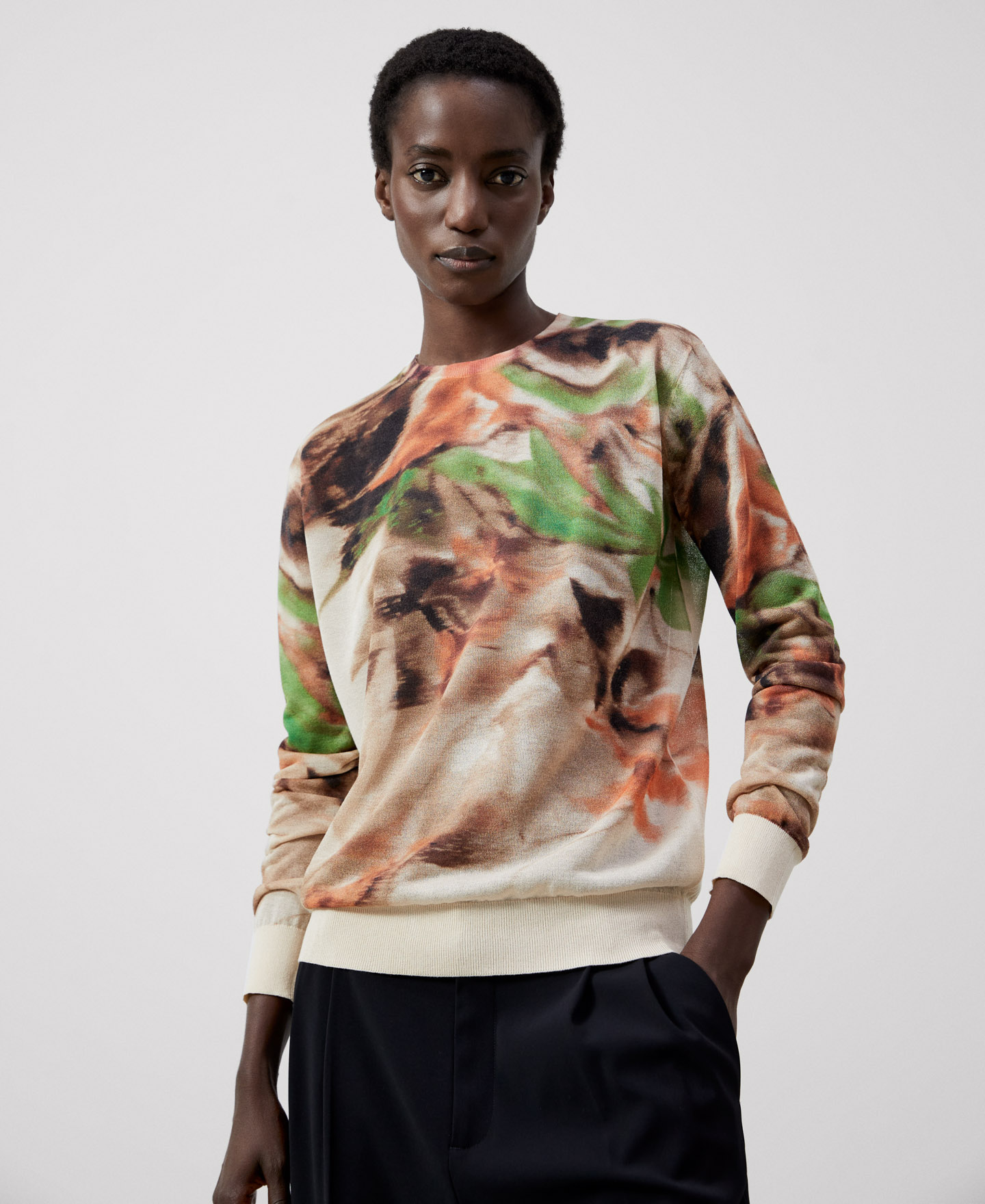 Responsible viscose printed sweater image number 0