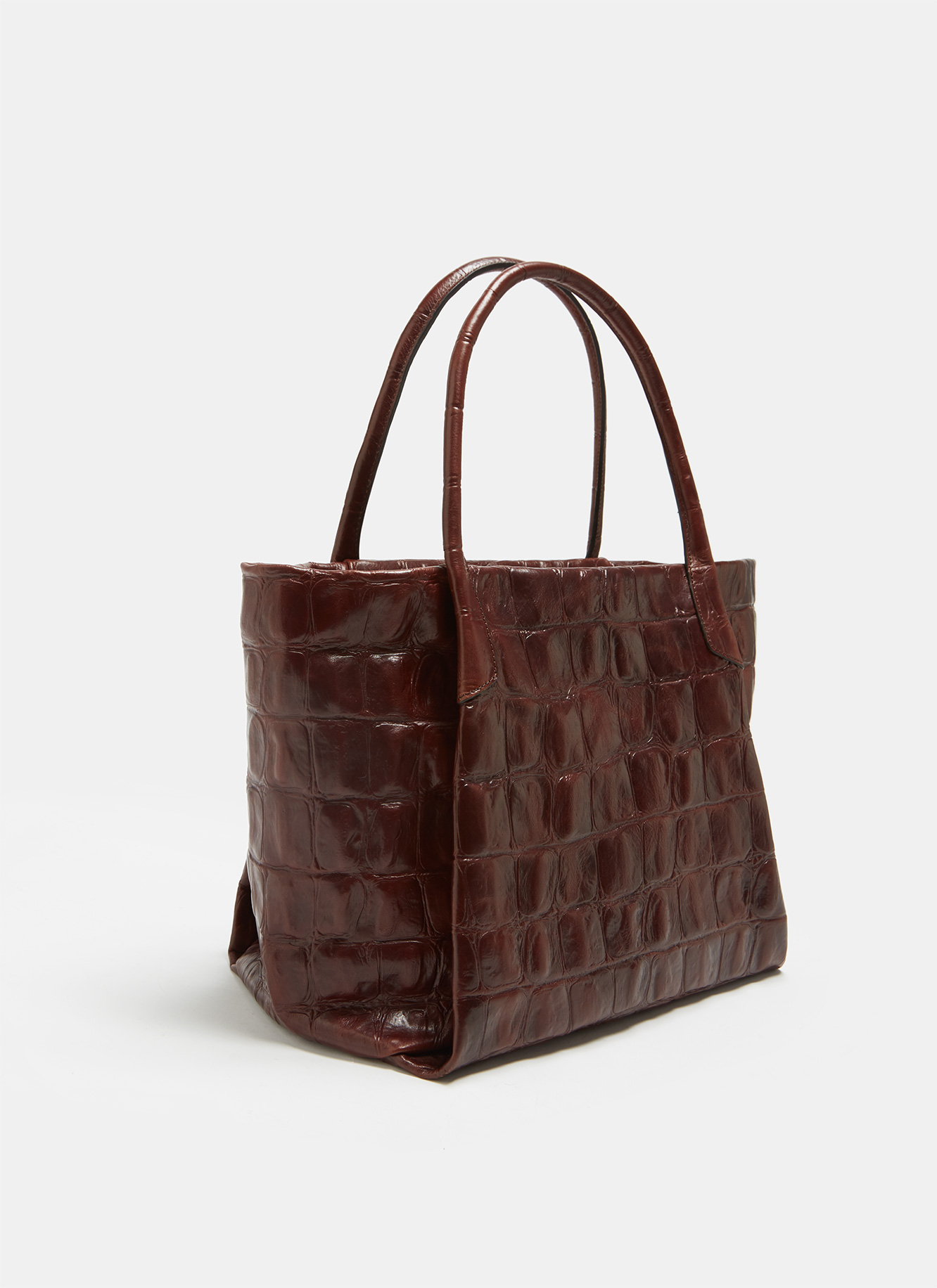 Crocodile embossed leather shopper bag image number 1