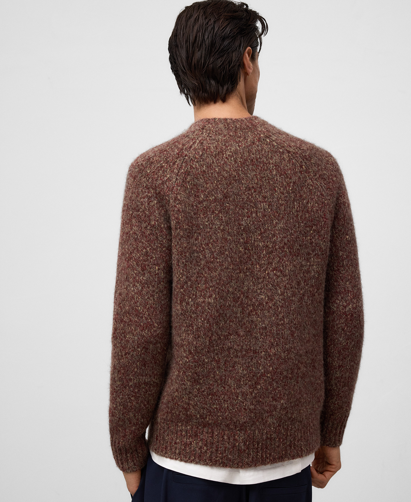 Crew collar melange knit sweater man image number 2