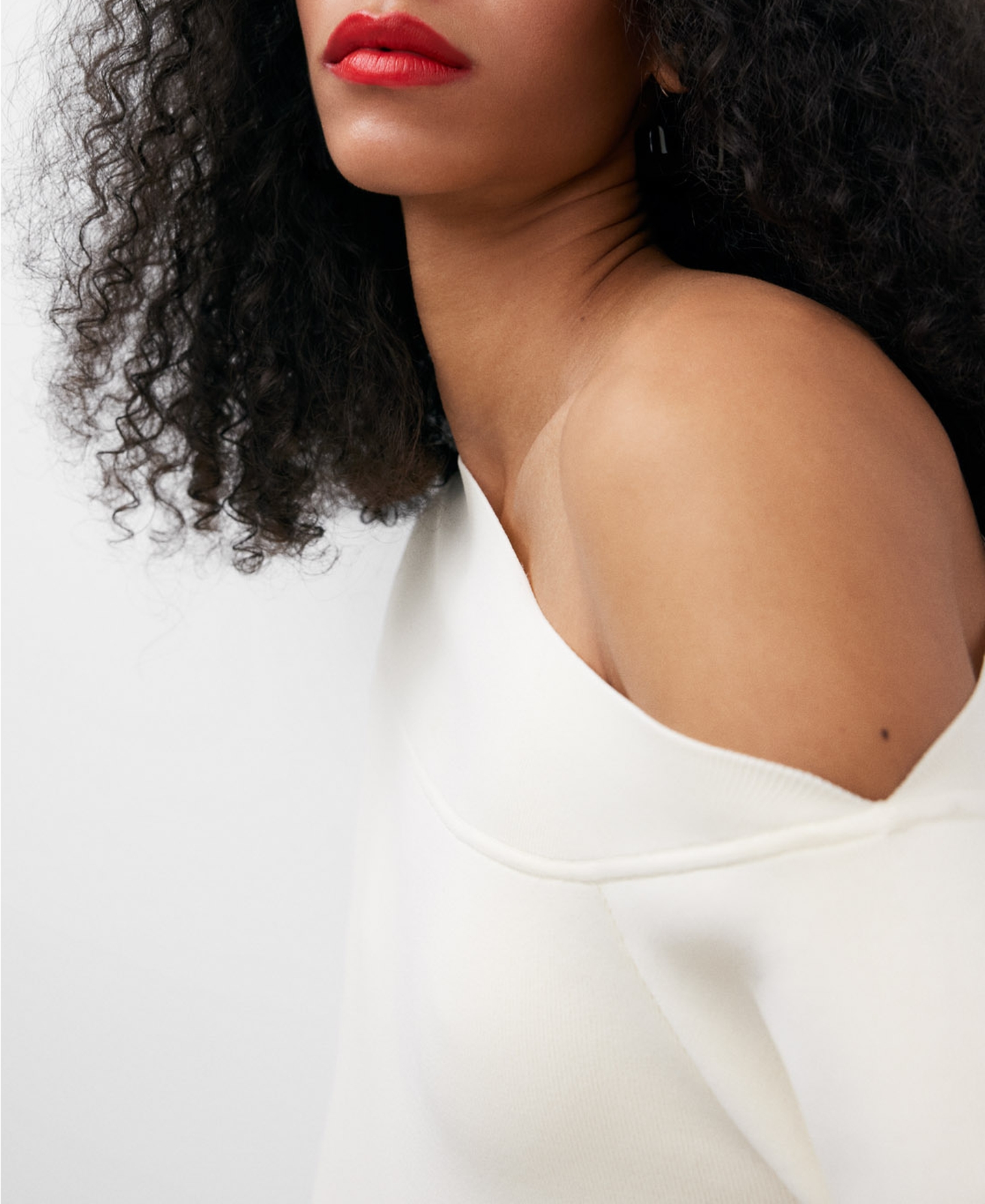 Asymmetric neckline long sweater image number 3