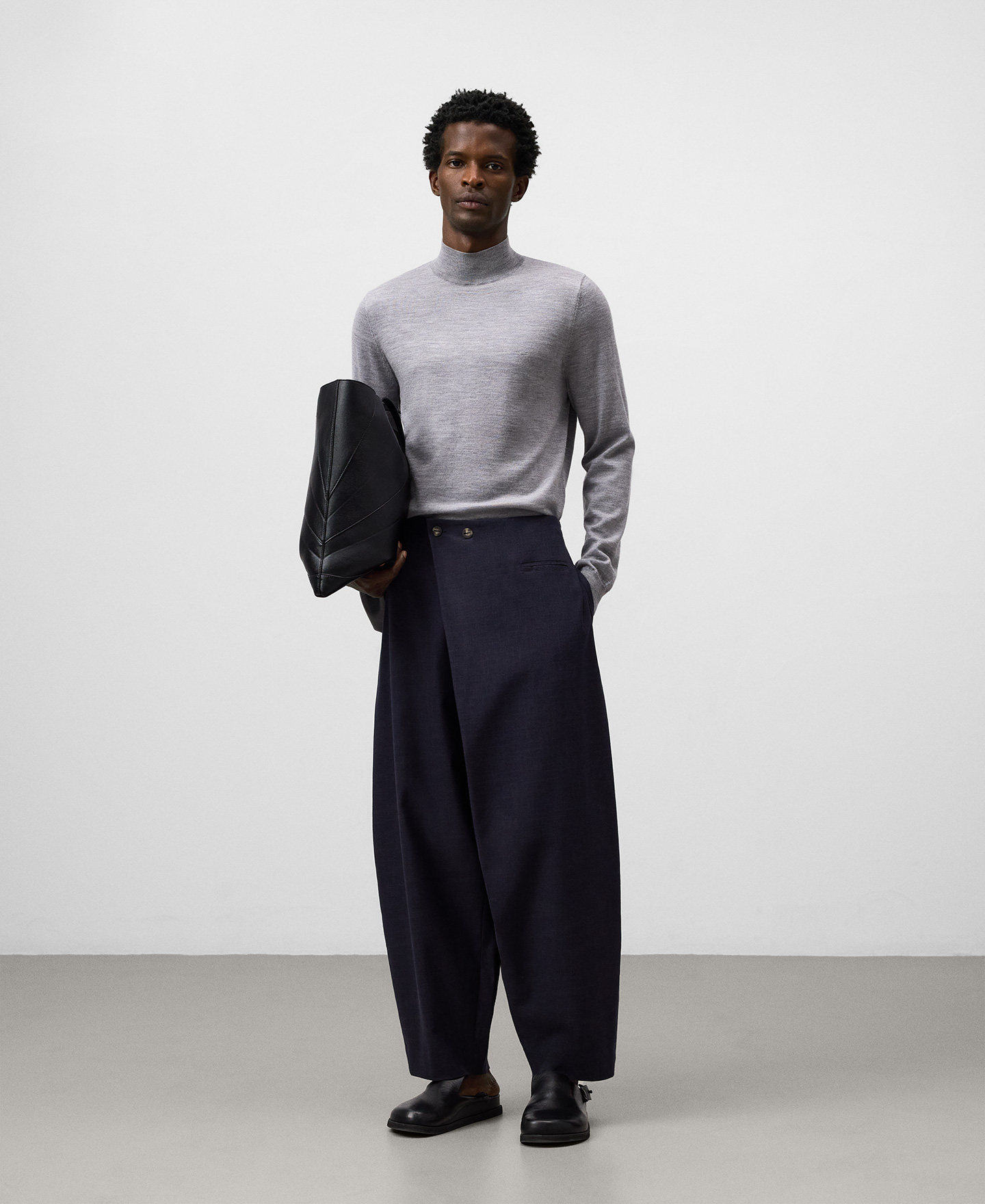 Merino wool perkins collar sweater man image number 1