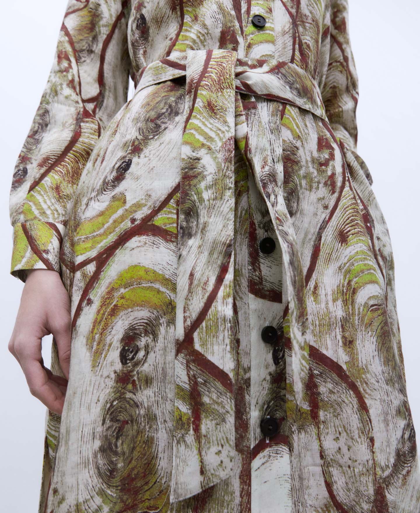 Printed linen shirt dress image number 3
