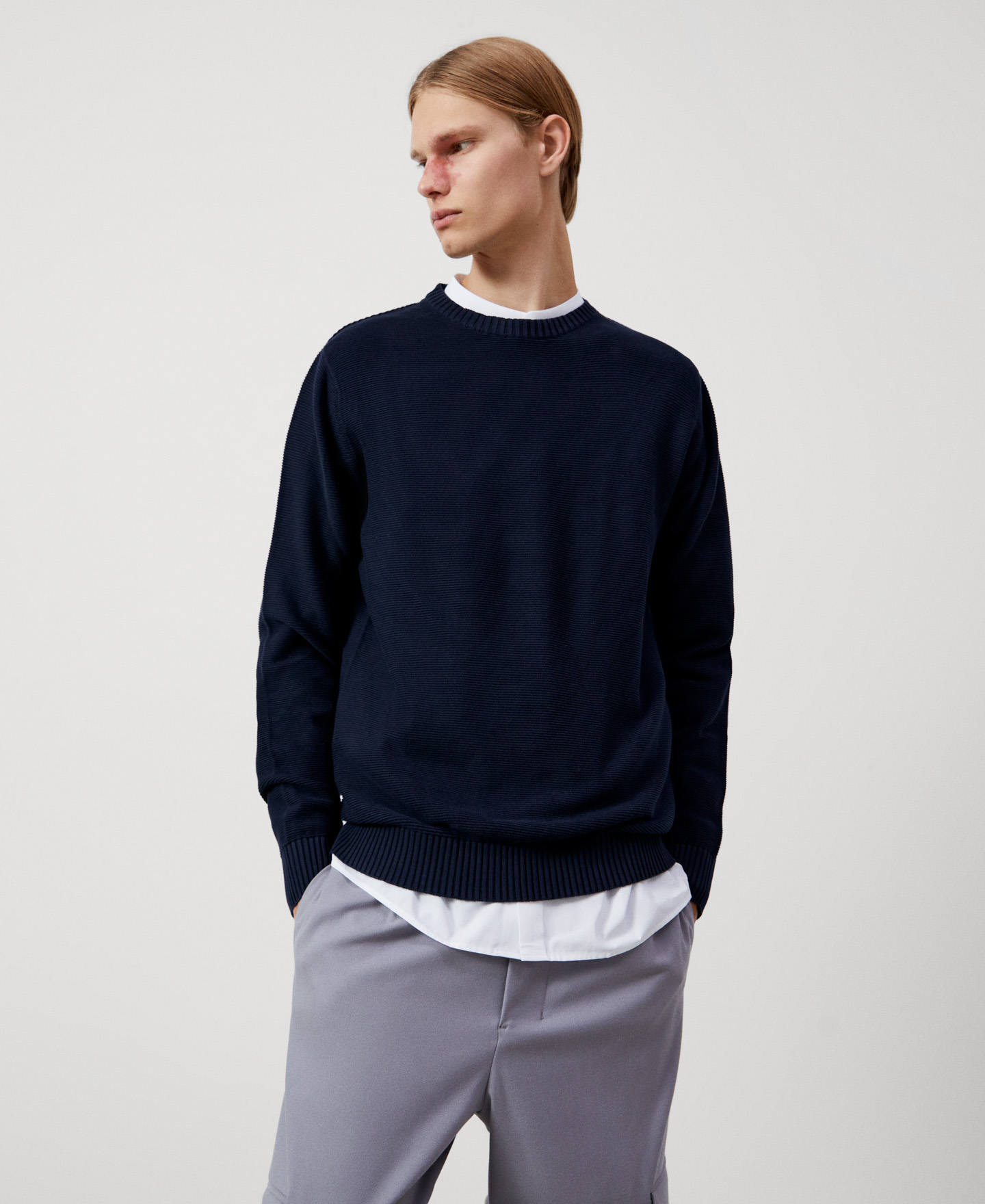 Cotton crew neck sweater image number 0