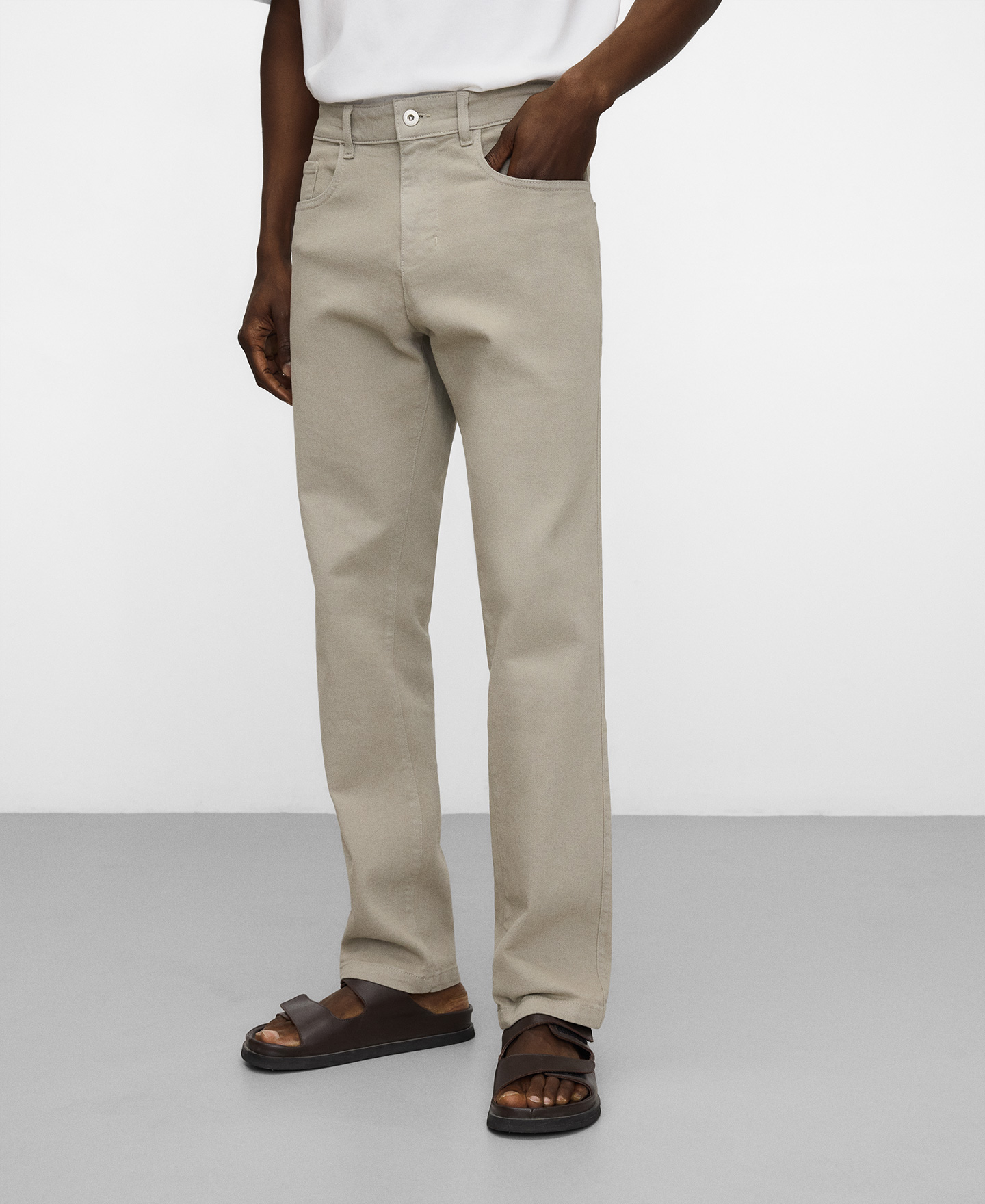Cotton slim fit trousers image number 0