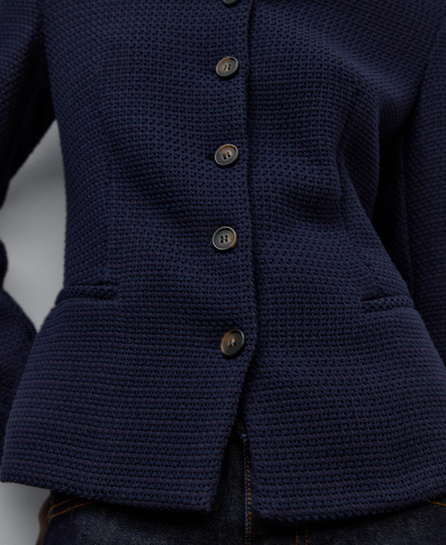 Navy blue fitted jacket woman image number 3