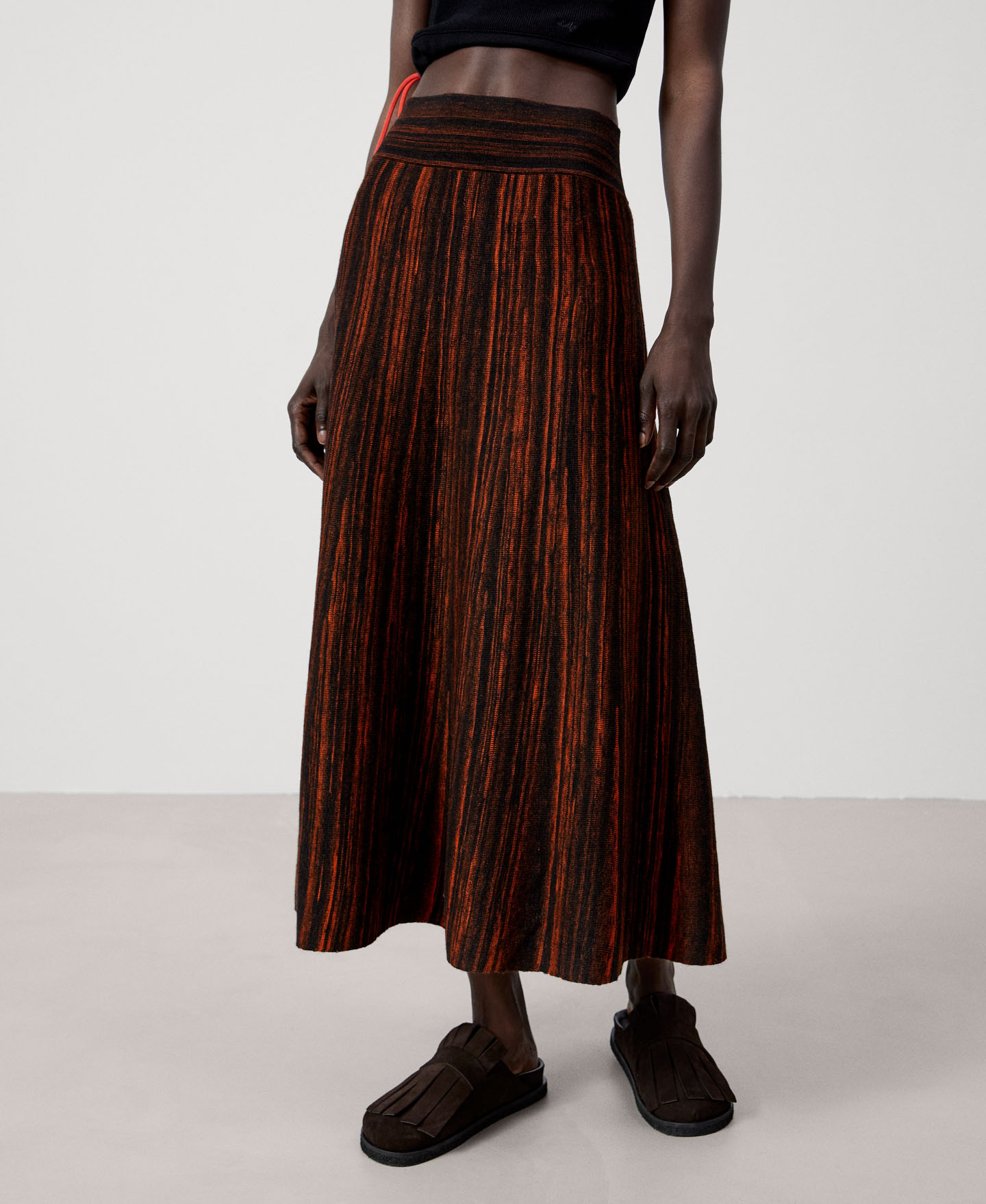 Printed soft A-line skirt image number 0