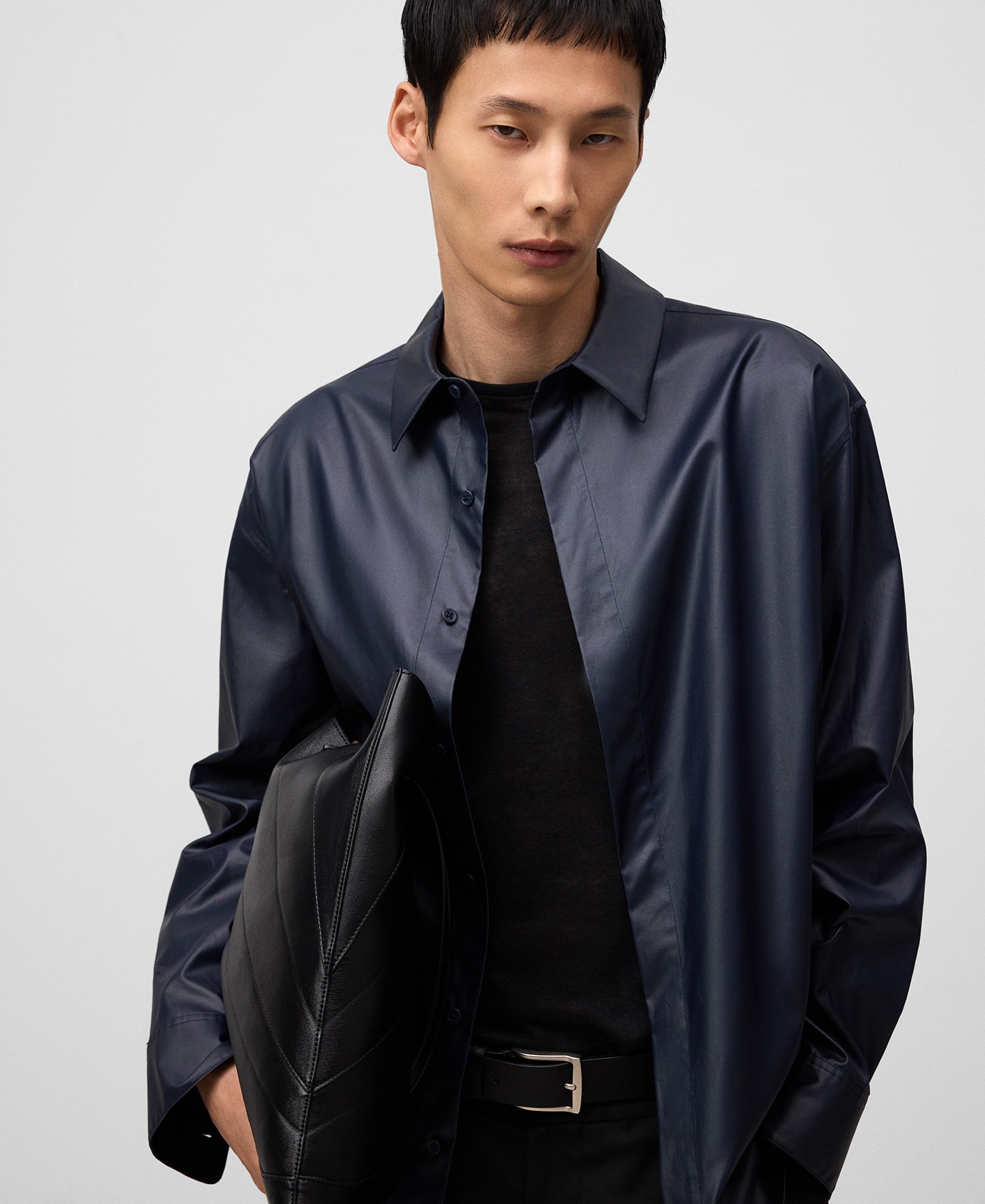 Navy blue oversize shirt man image number 0