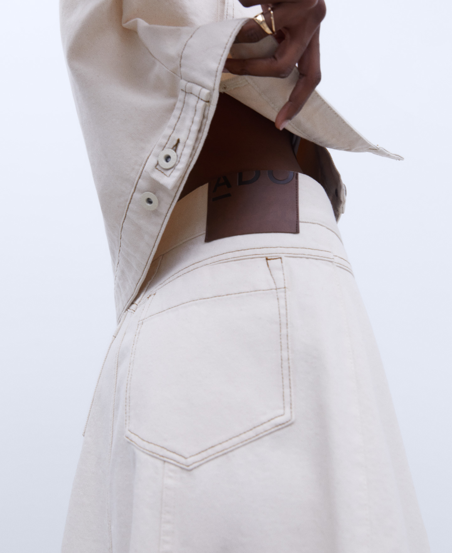 A-line cotton denim skirt image number 3
