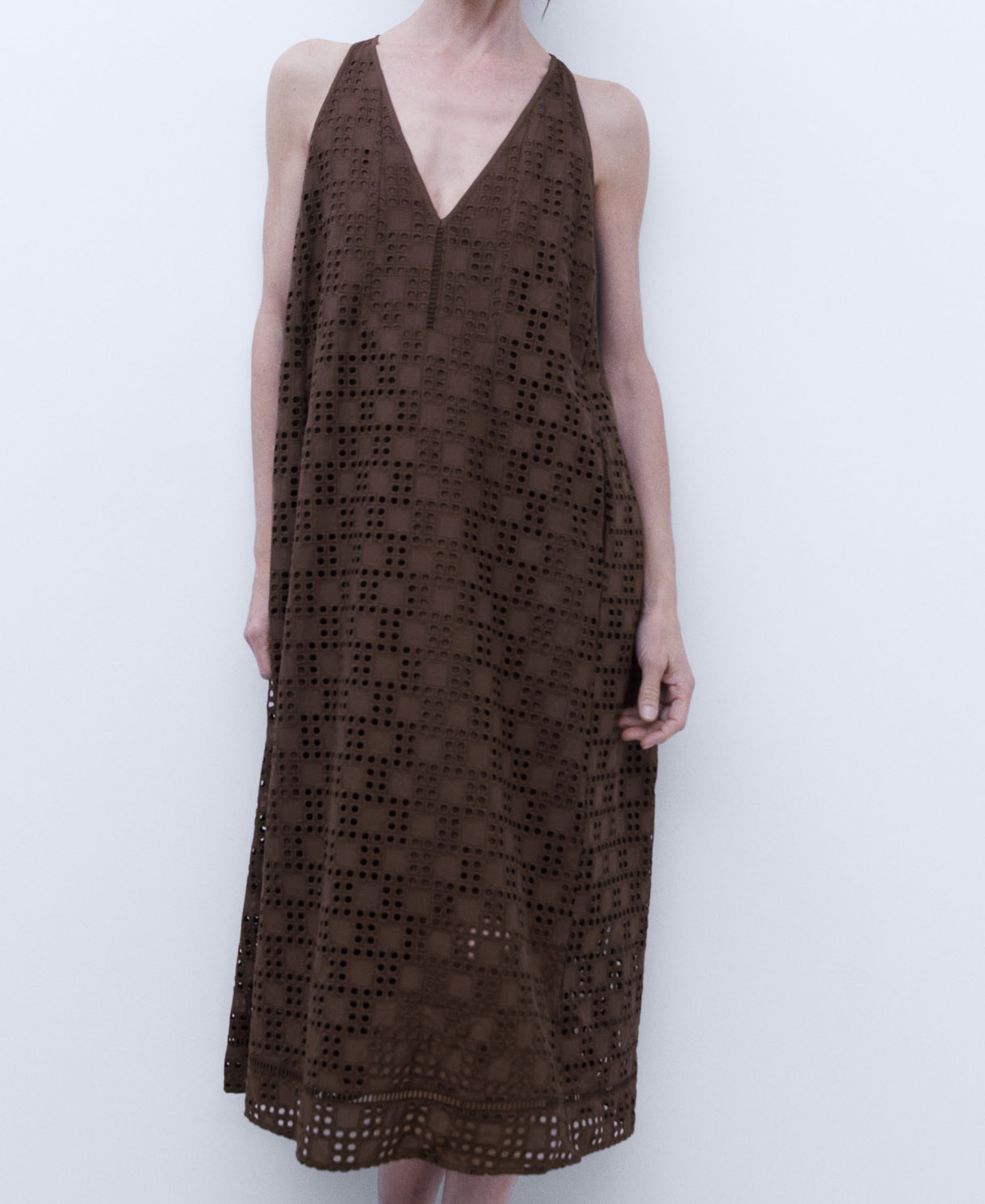 Cotton flared line dress image number 0