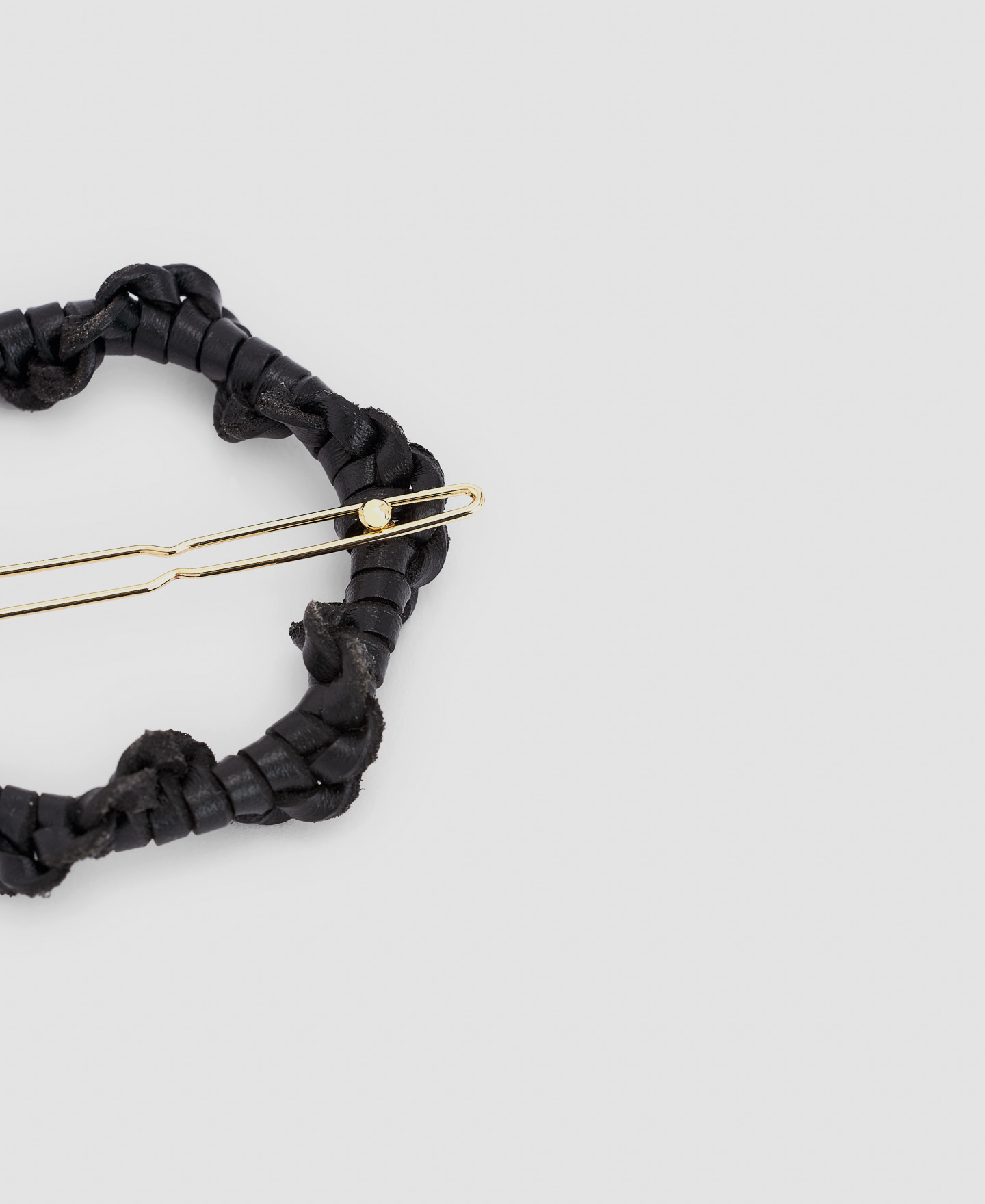 Braided leather barrette image number 1