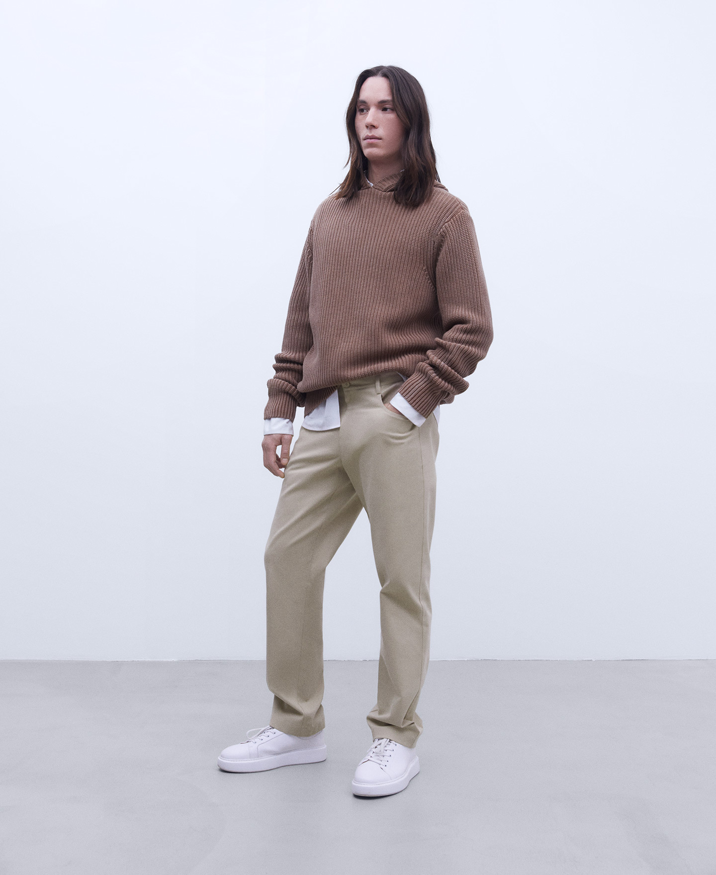 Cotton twill slim fit chino trousers image number 1