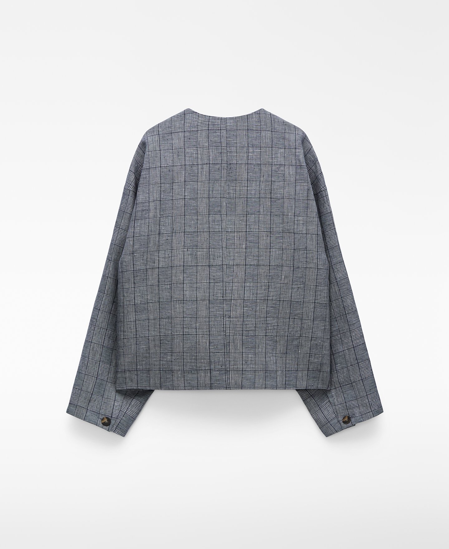 Linen checkered straight jacket image number 1