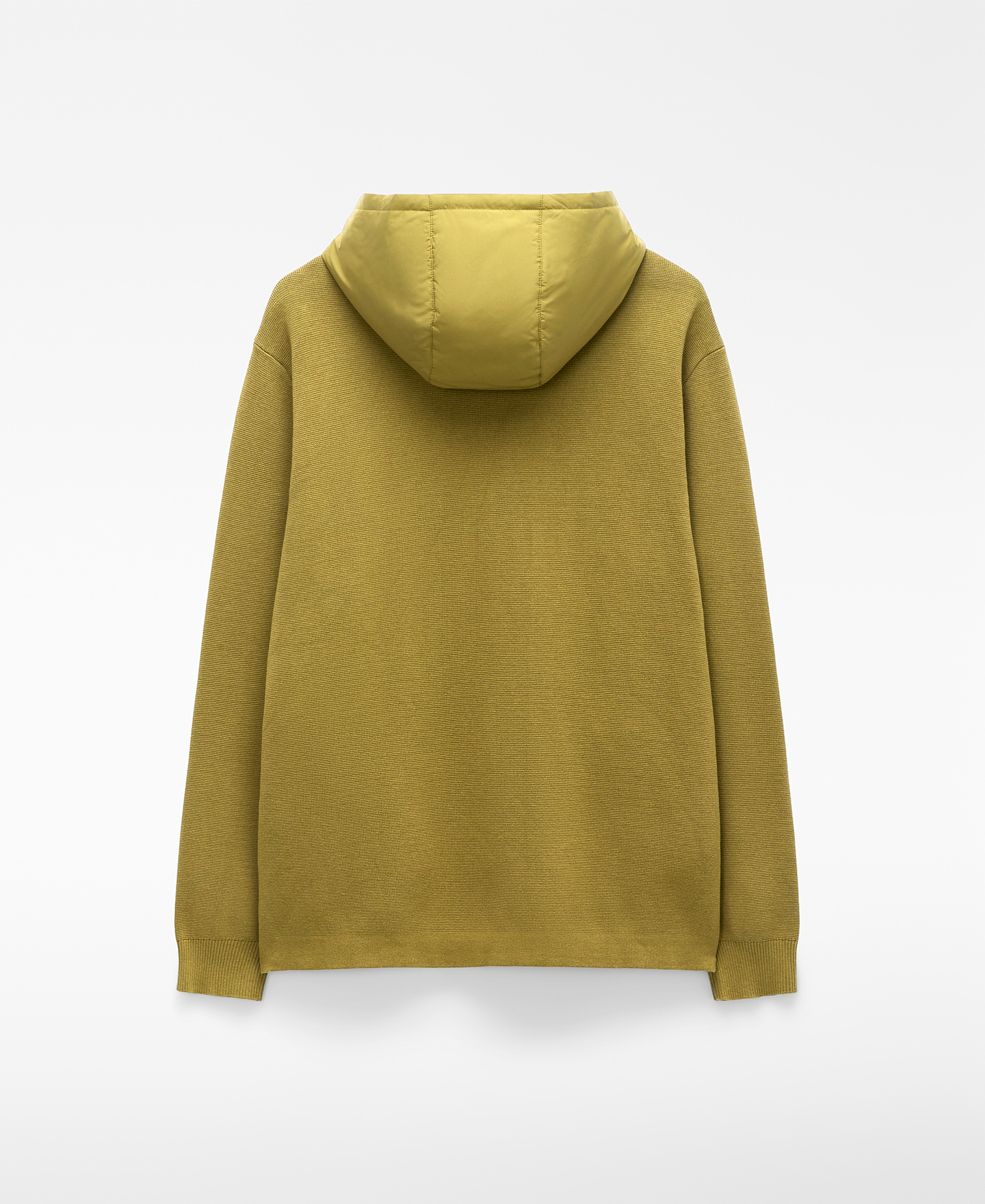 Nylon and knit hooded cardigan image number 5