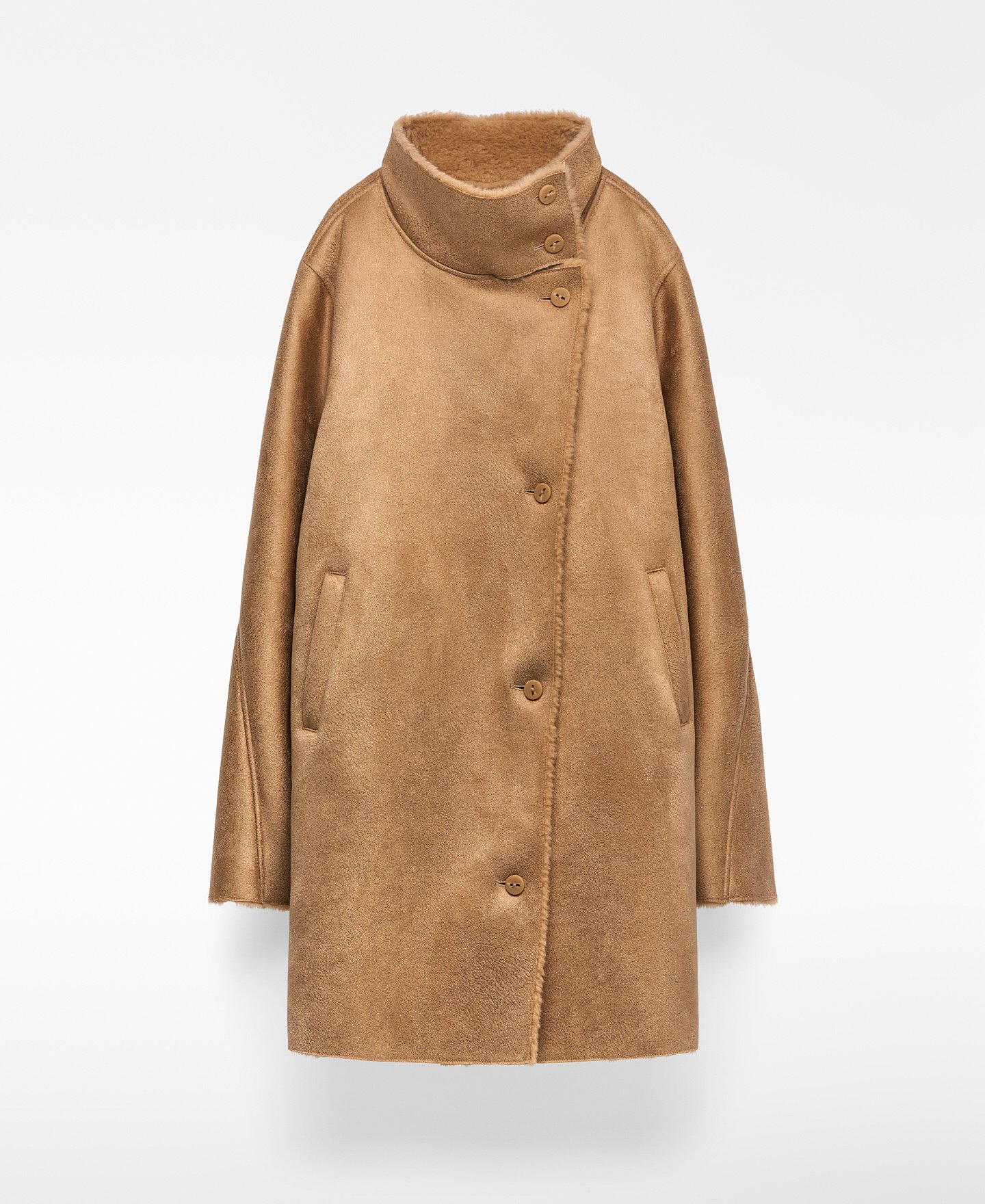 Faux -suede cross-over coat woman image number 4