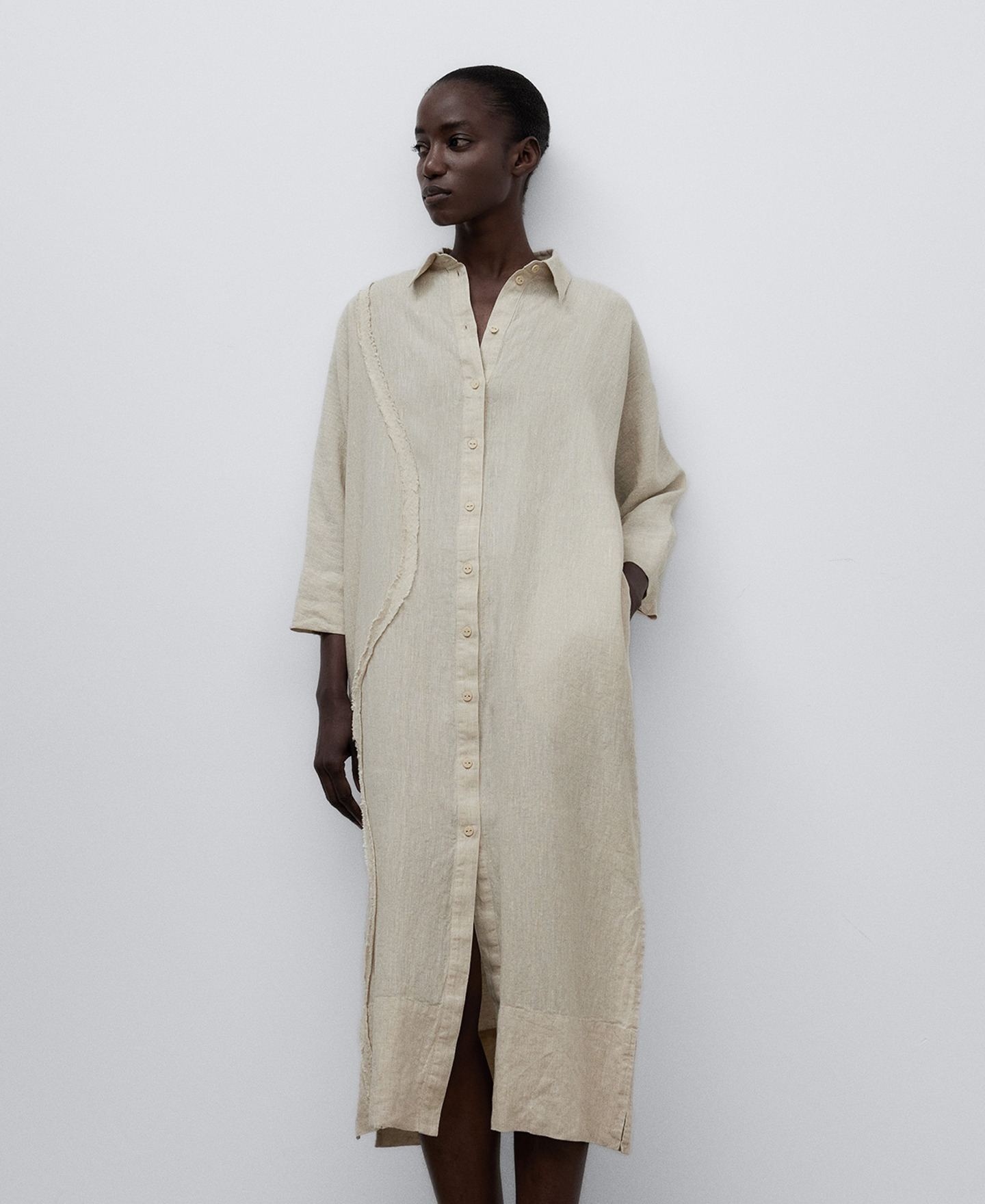 Shirt-like dress stitching detail woman image number 0