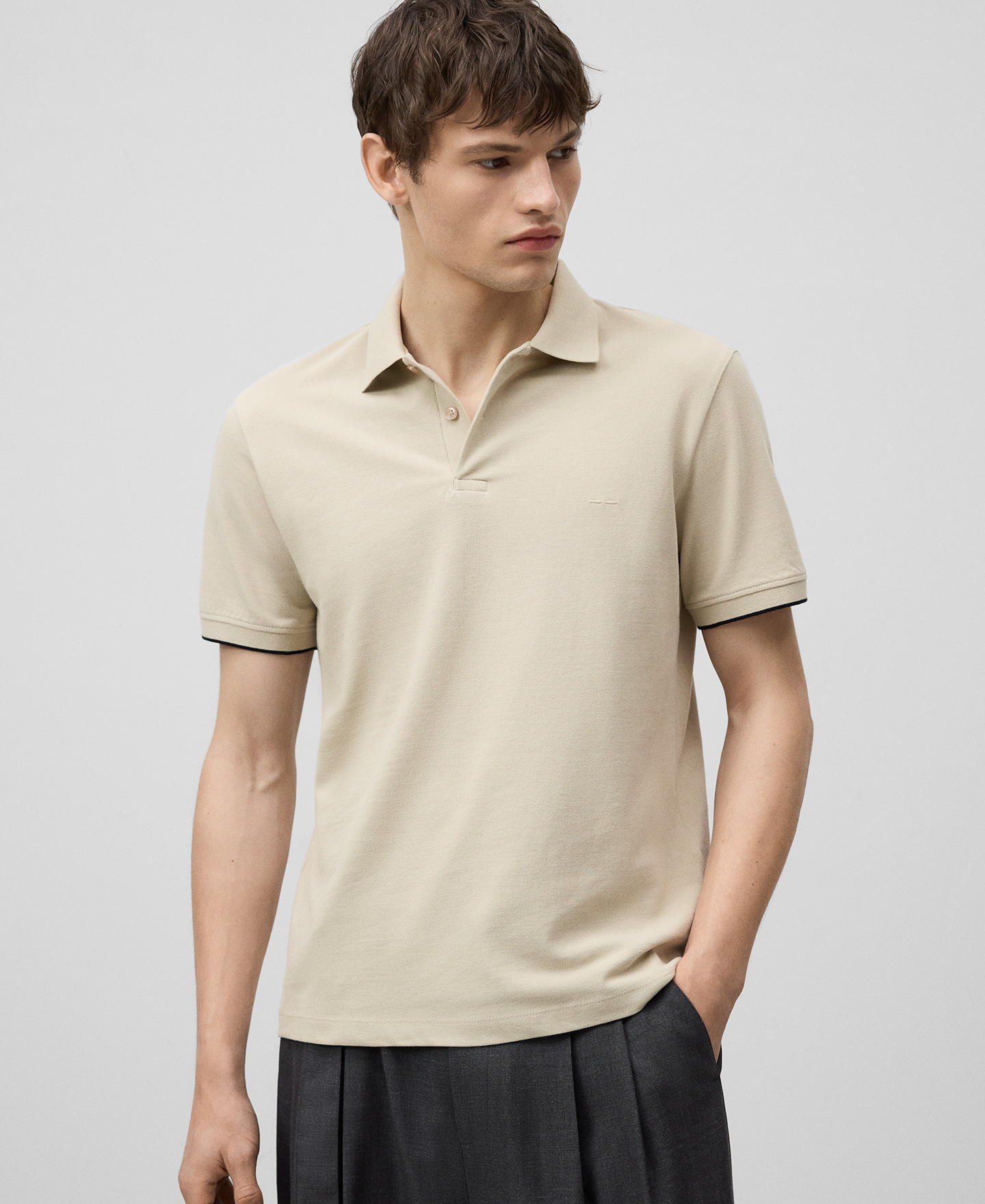 Organic cotton polo shirt man image number 0