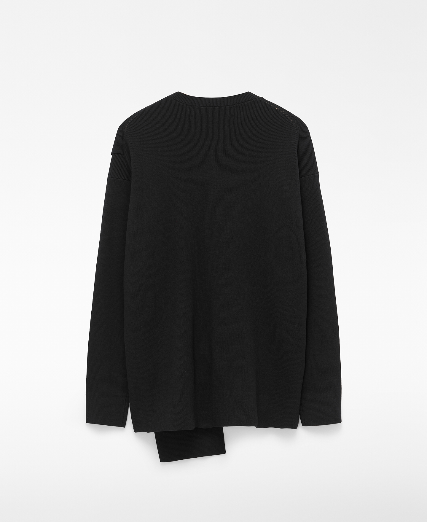 Crew collar sweater with interlaced panel image number 1