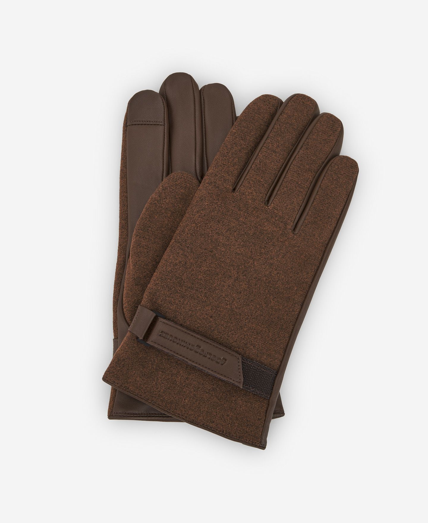 Guantes en tejido y piel marrón hombre image number 0