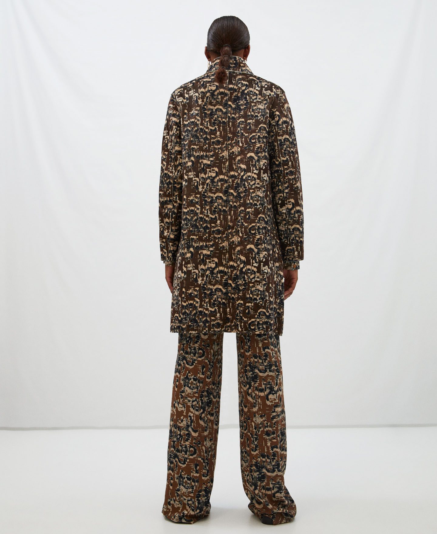 Mandarin collar printed coat image number 2