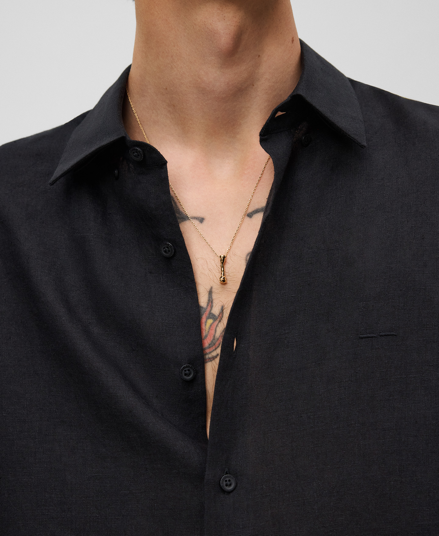 Camisa cuello solapa lino europeo hombre image number 3