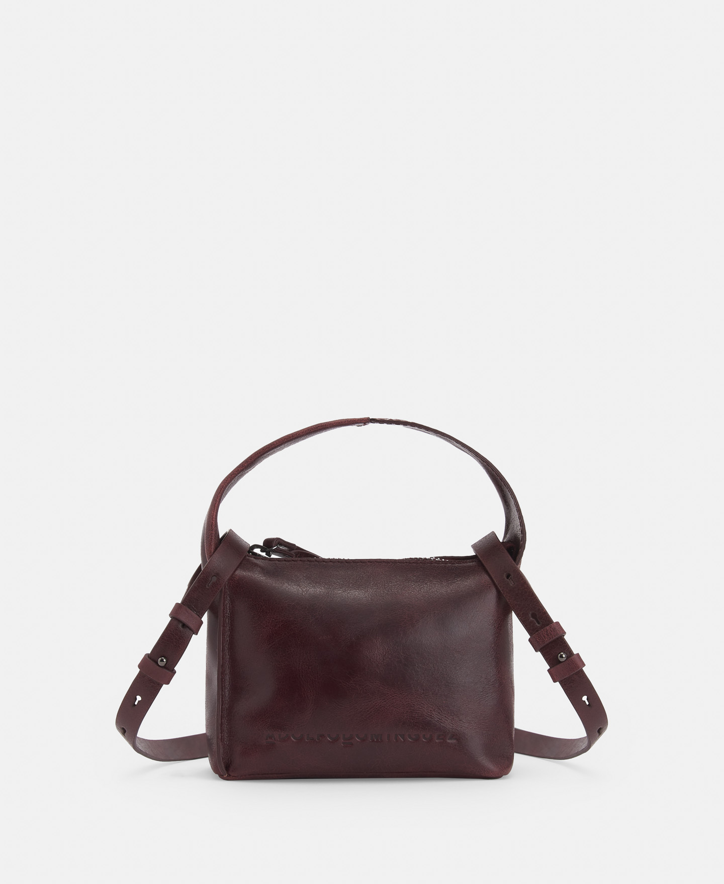 Double handle mini hobo bag in leather image number 0