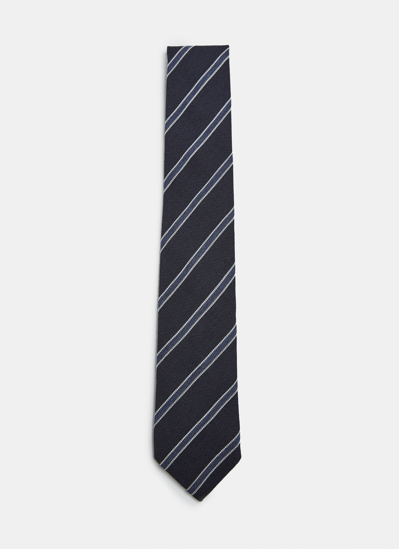 Wool and silk tie with diagonal stripes image number 0