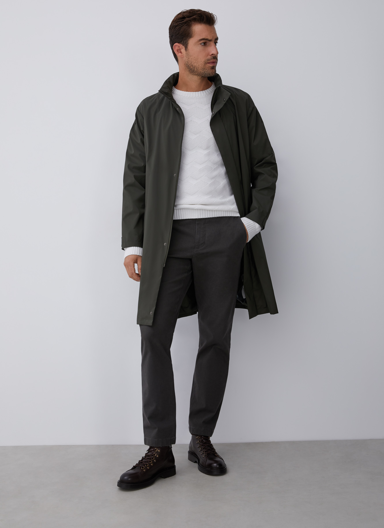 Elastic cotton chino style trousers image number 5