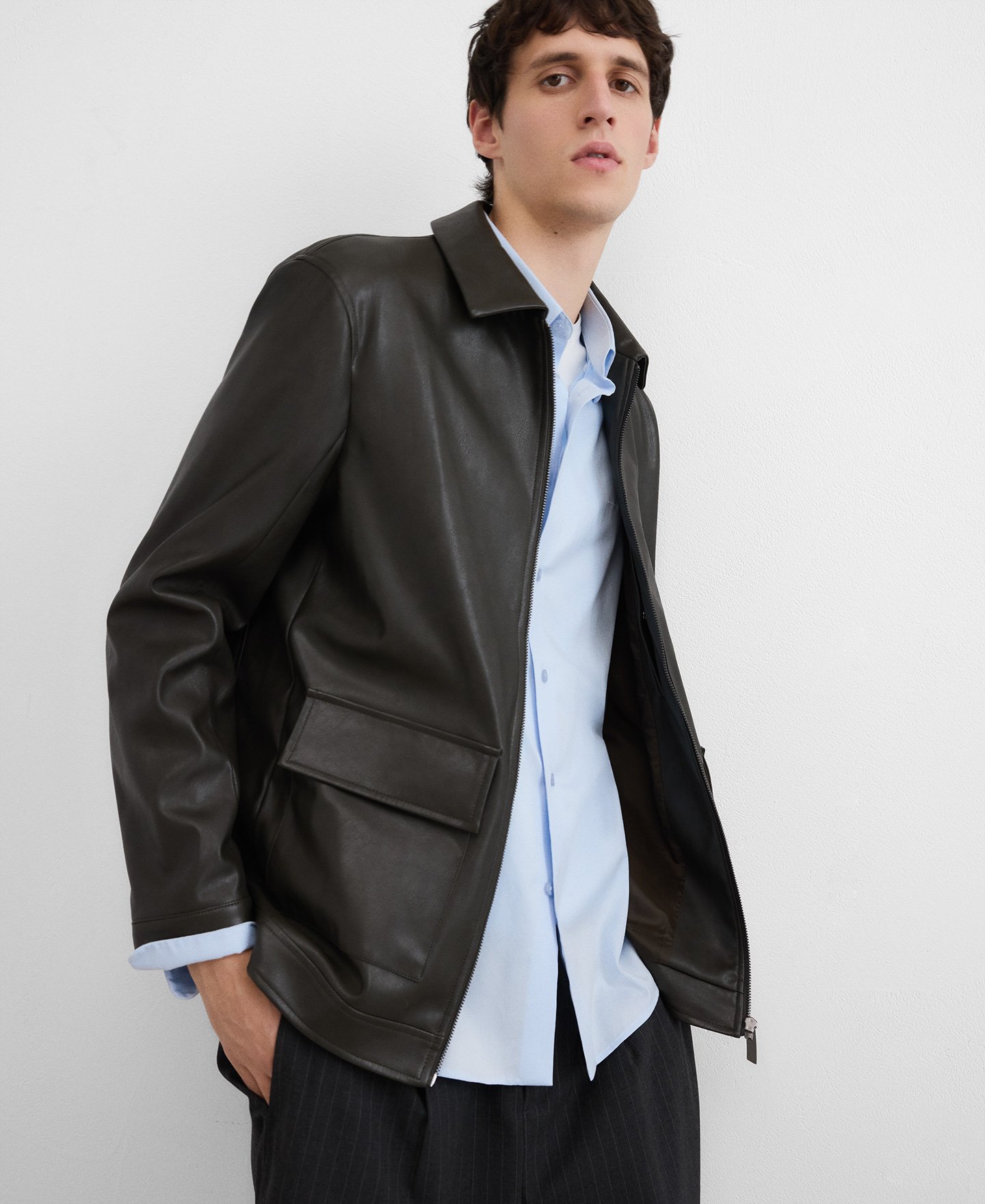 Leather-Non-Leather regular fit jacket image number 0