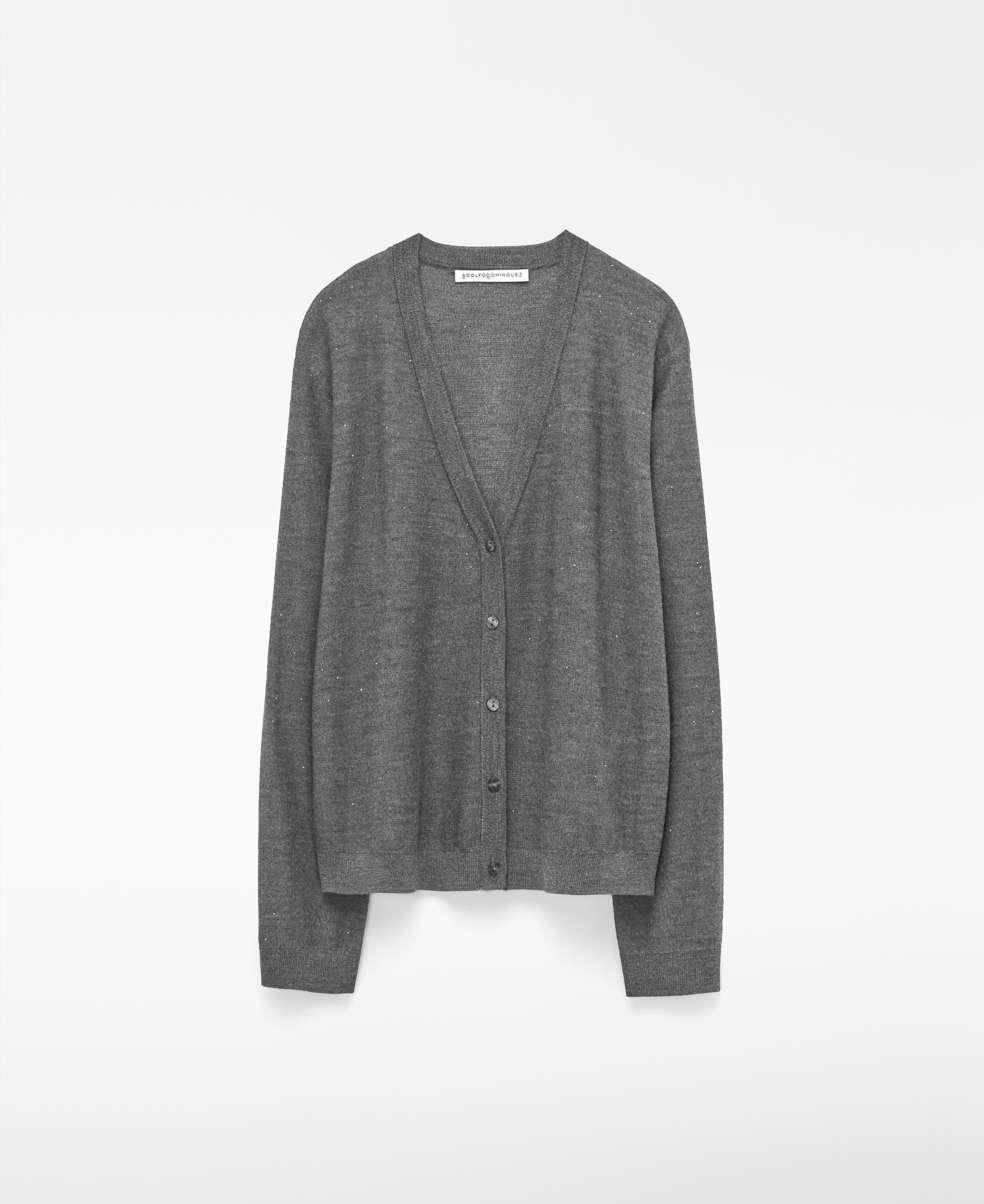Merino wool cardigan with micro sequins image number 4
