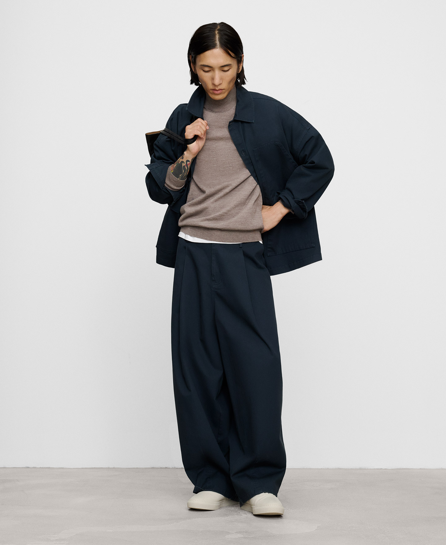 Merino wool perkins collar sweater image number 1