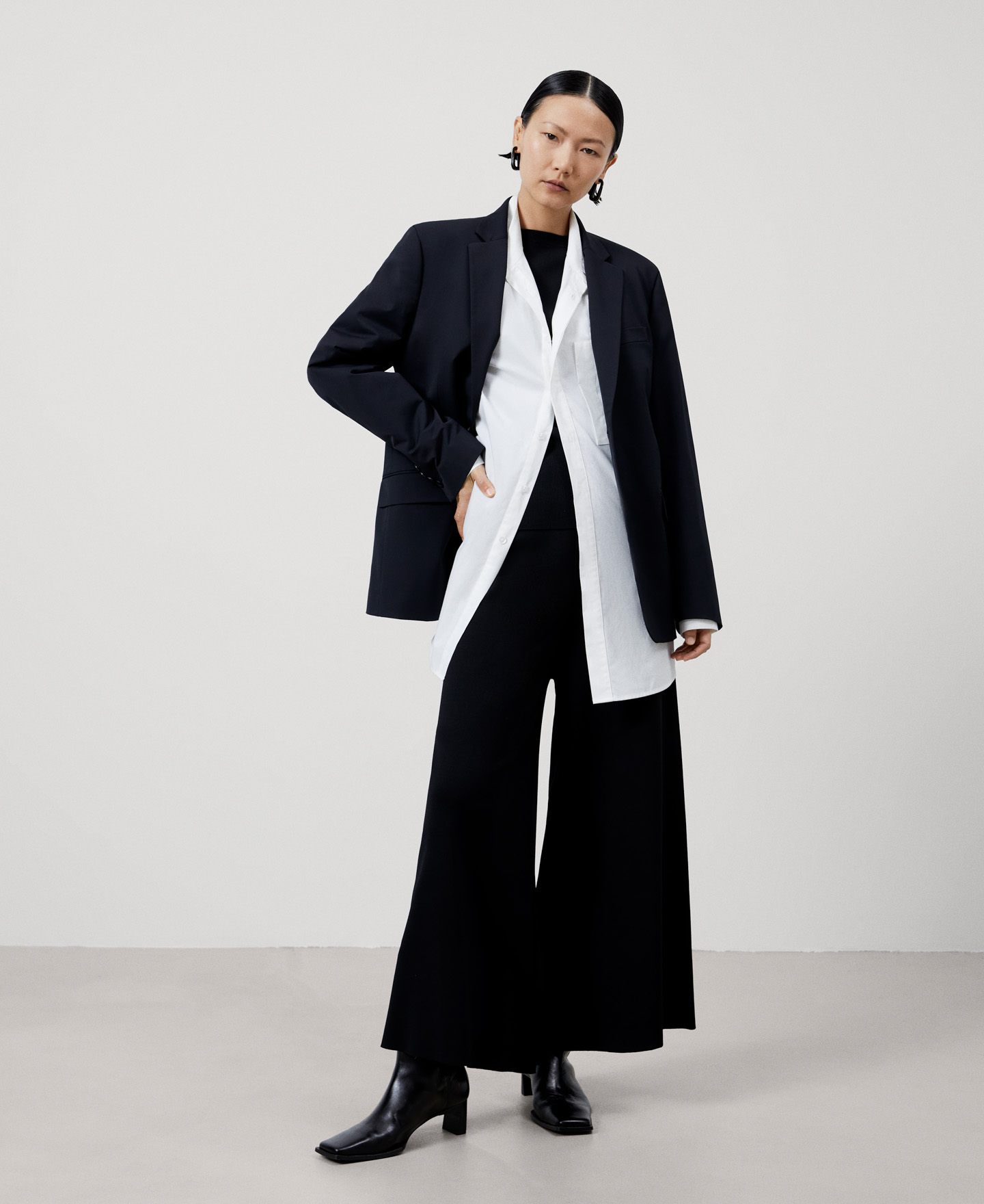 Recycled nylon palazzo trousers image number 1