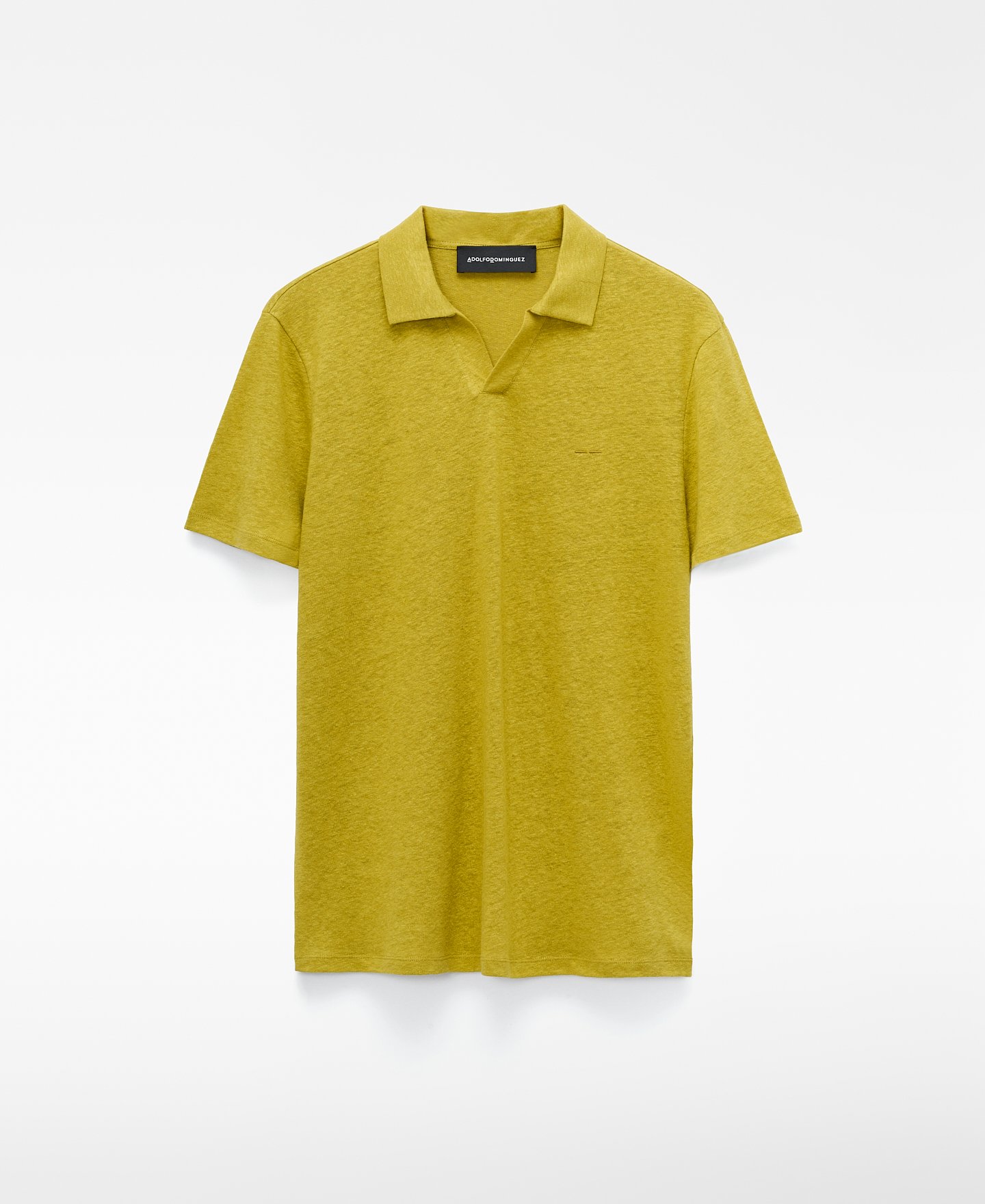 Linen and cotton V-neck polo shirt image number 4