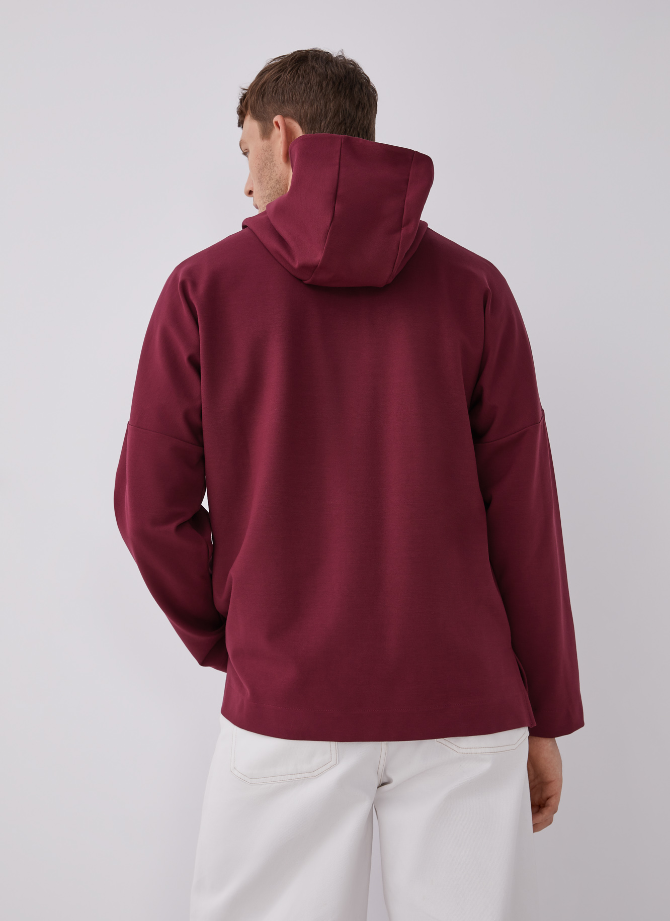 Hooded sweatshirt with chimney collar image number 1