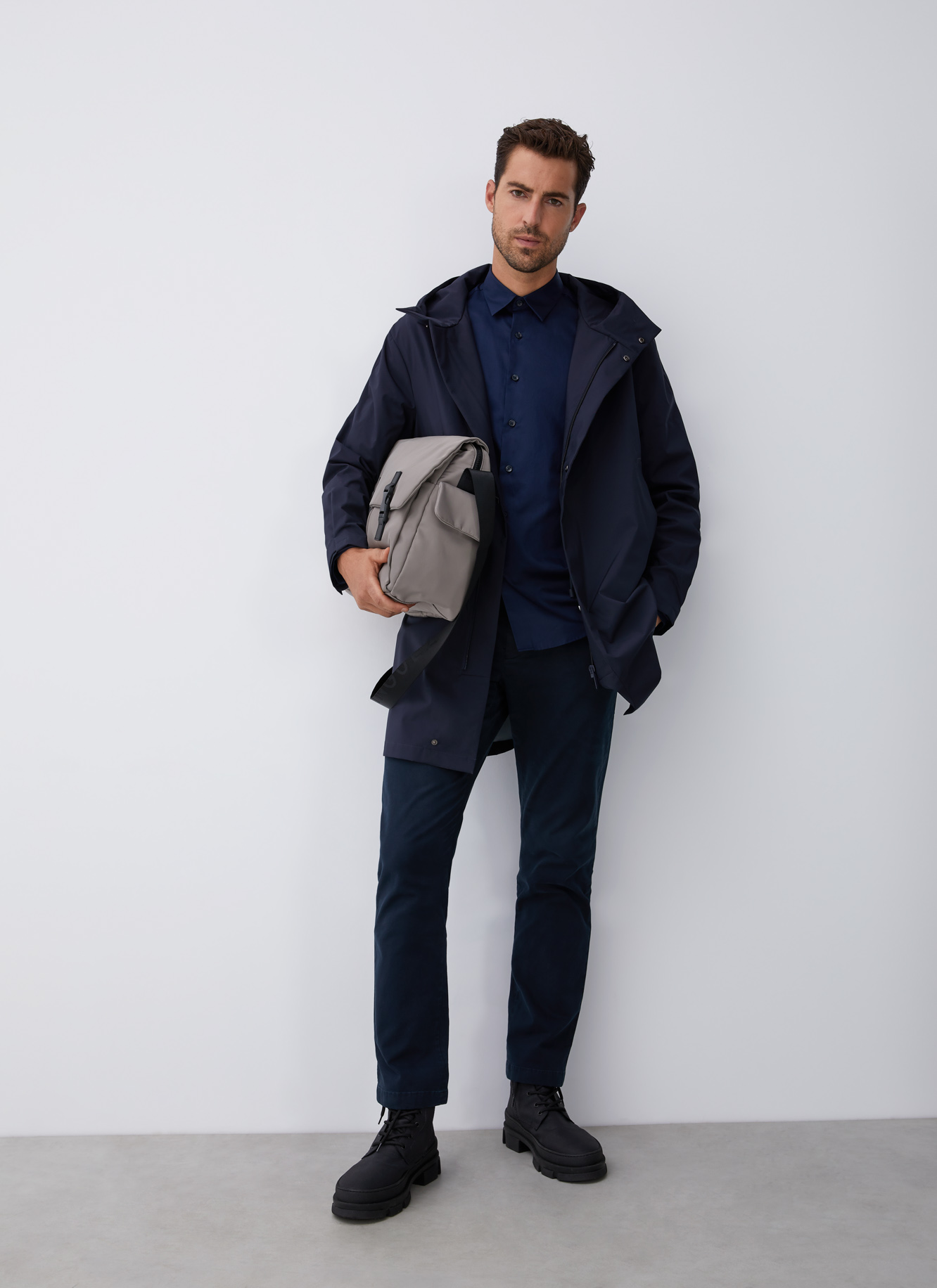 Navy blue cotton shirt image number 5